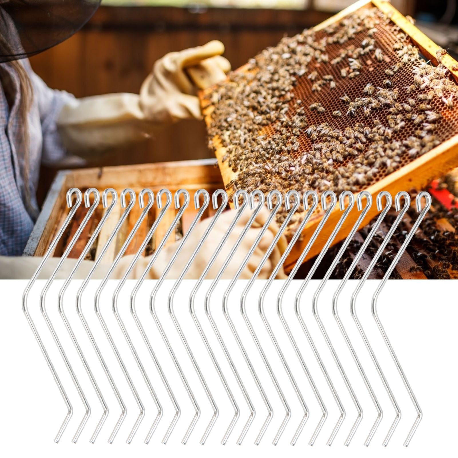 20PCS Stainless Steel Beehive Connectors Bend Wire Holder for Wooden Beehive view 9