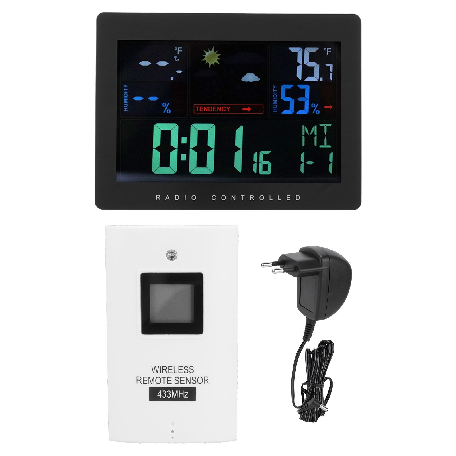 Wireless Thermometer Hygrometer Color Screen Display Digital Weather Clock view 2