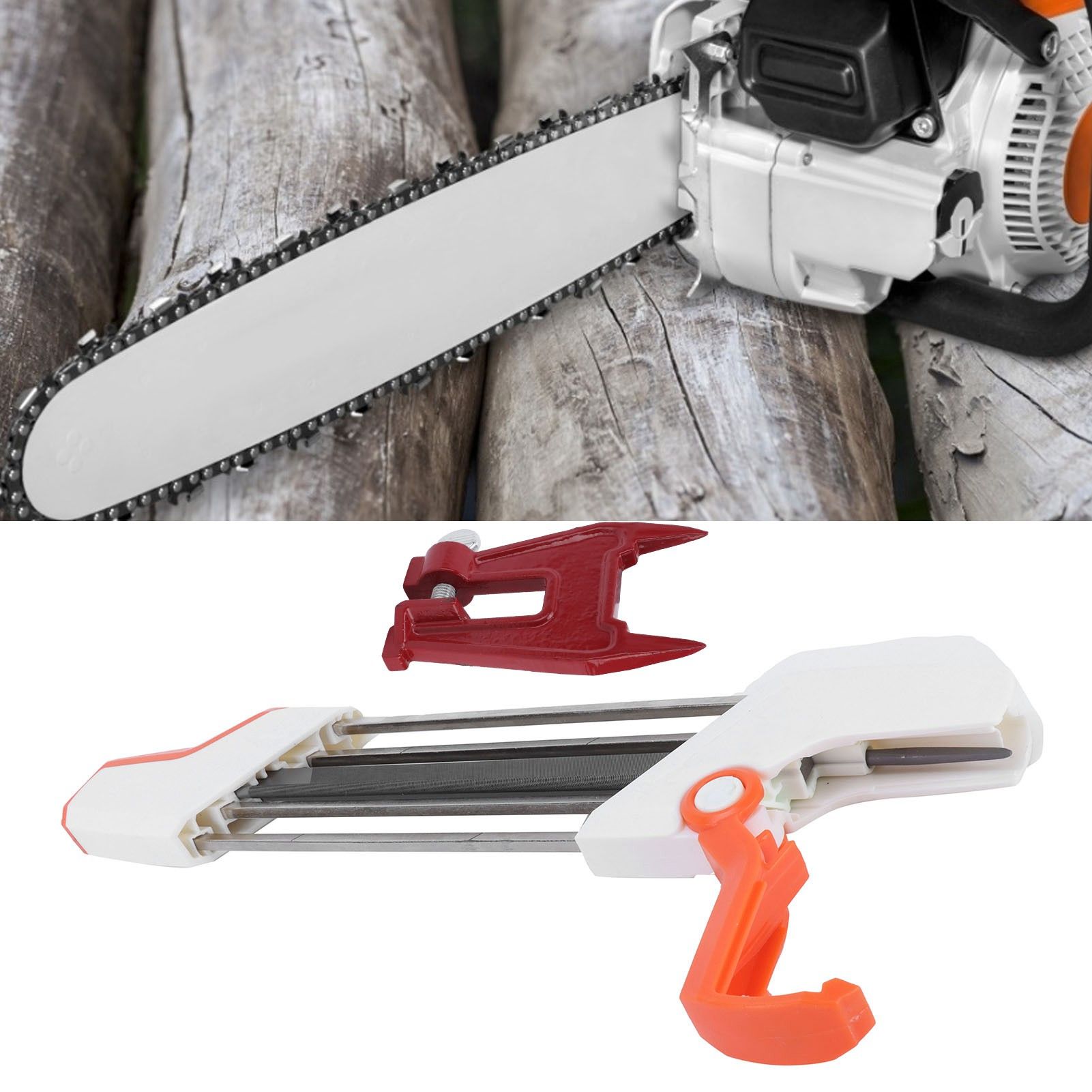 4.8mm Chainsaw Chain Sharpener Sharpening File with Chainsaw Filing Vise Set view 12