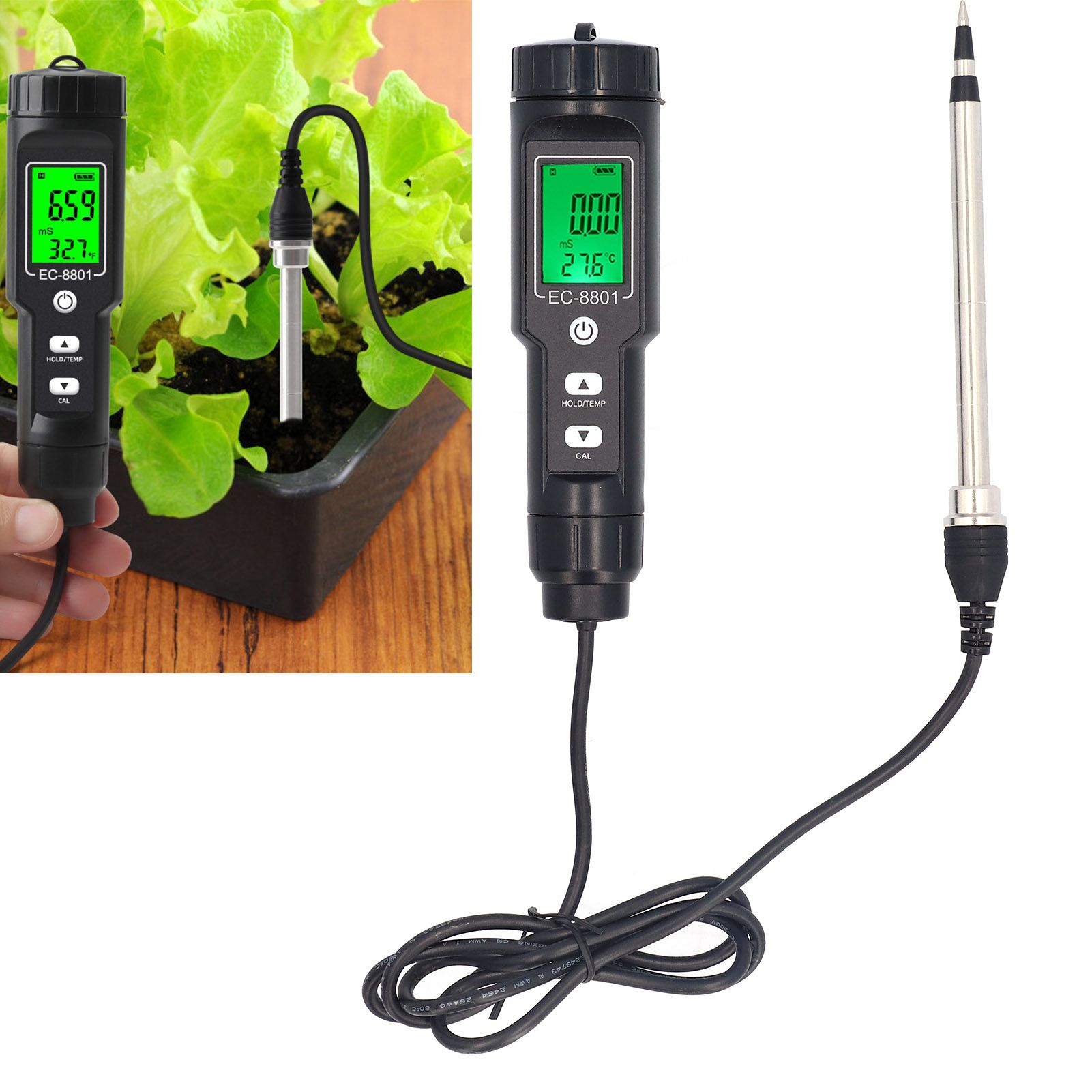 Soil EC Temperature Tester with Backlight Portable Conductivity Meter view 11