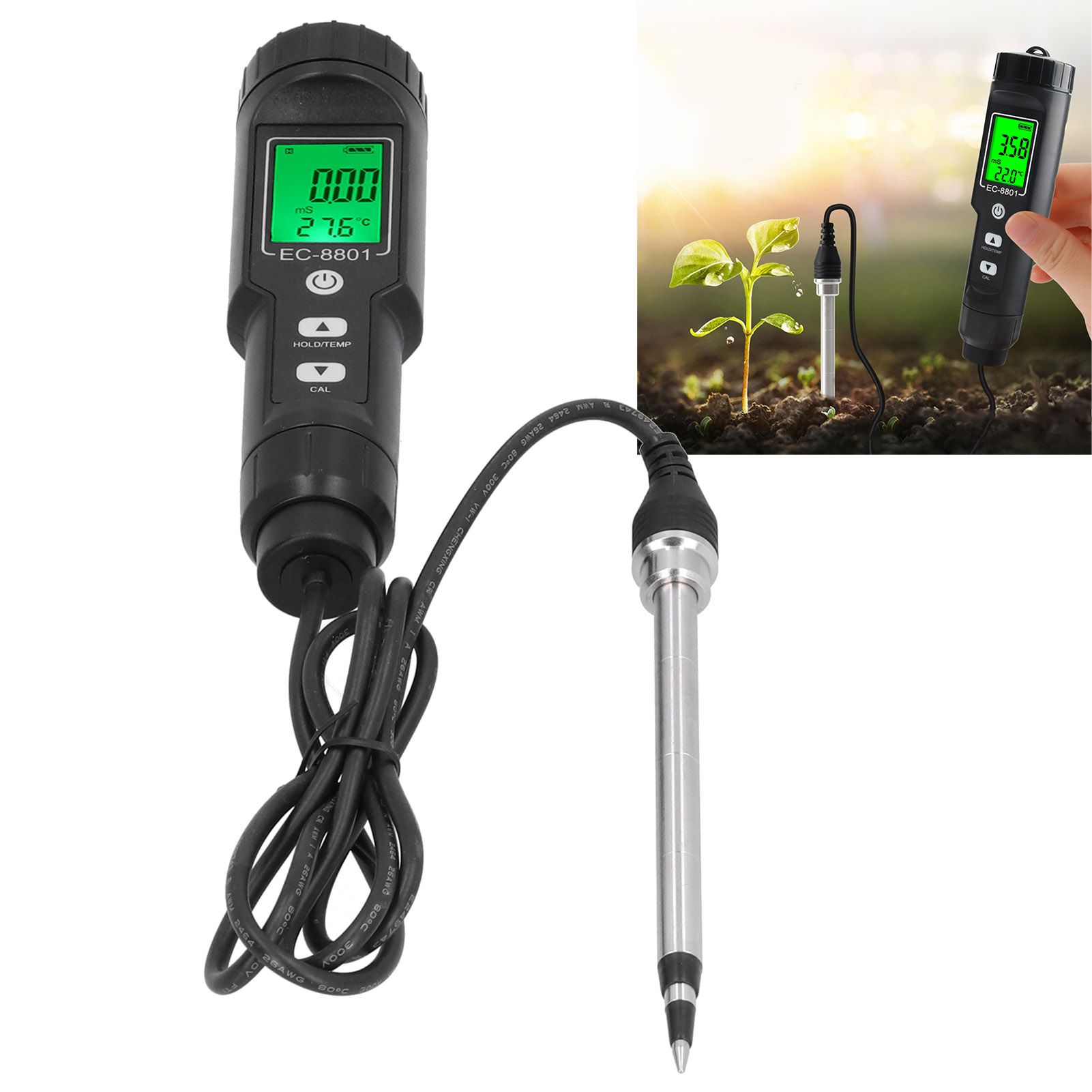 Soil EC Temperature Tester with Backlight Portable Conductivity Meter view 12