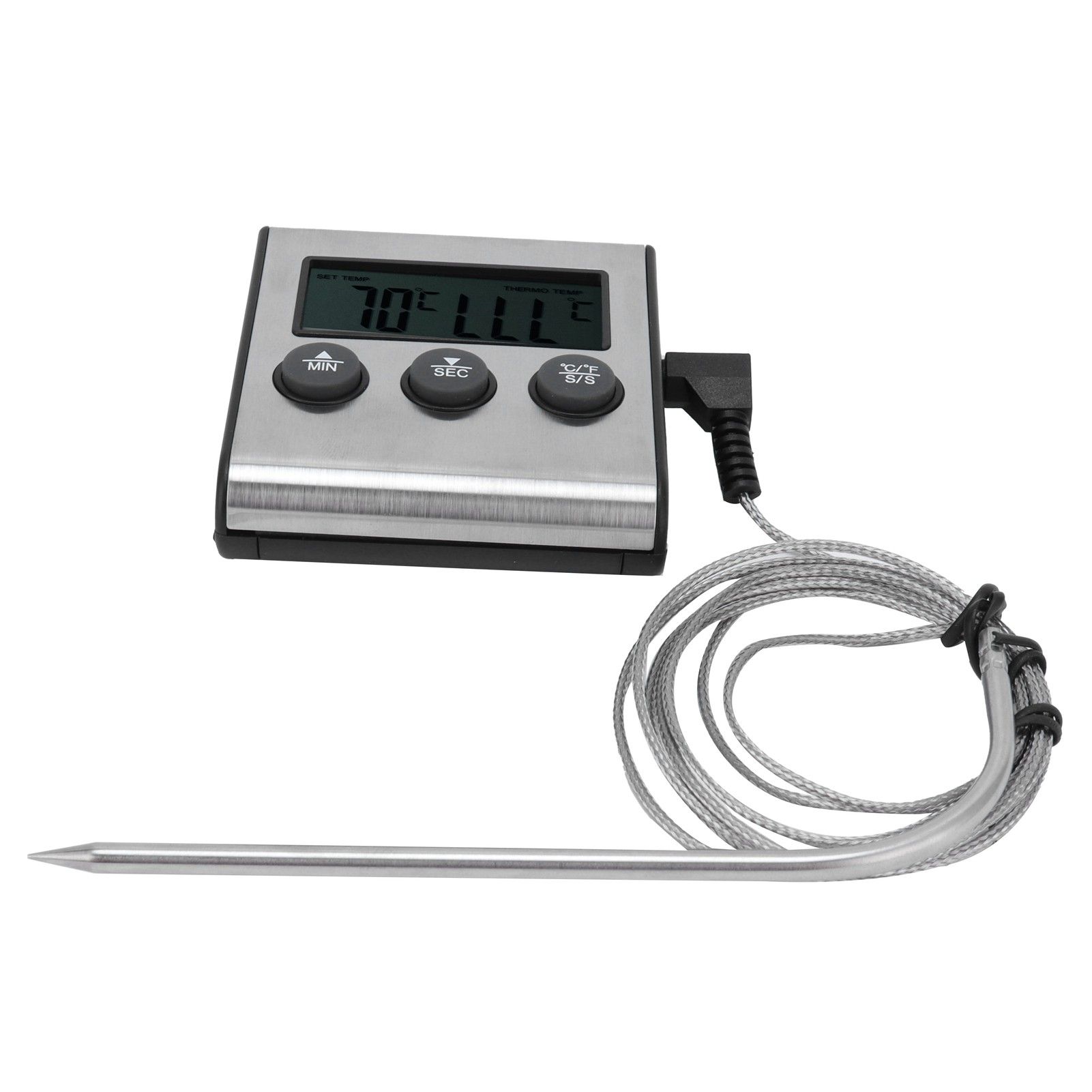 Digital Meat Thermometer Food Temperature Meter with Folding Probe Timer Alarm view 2