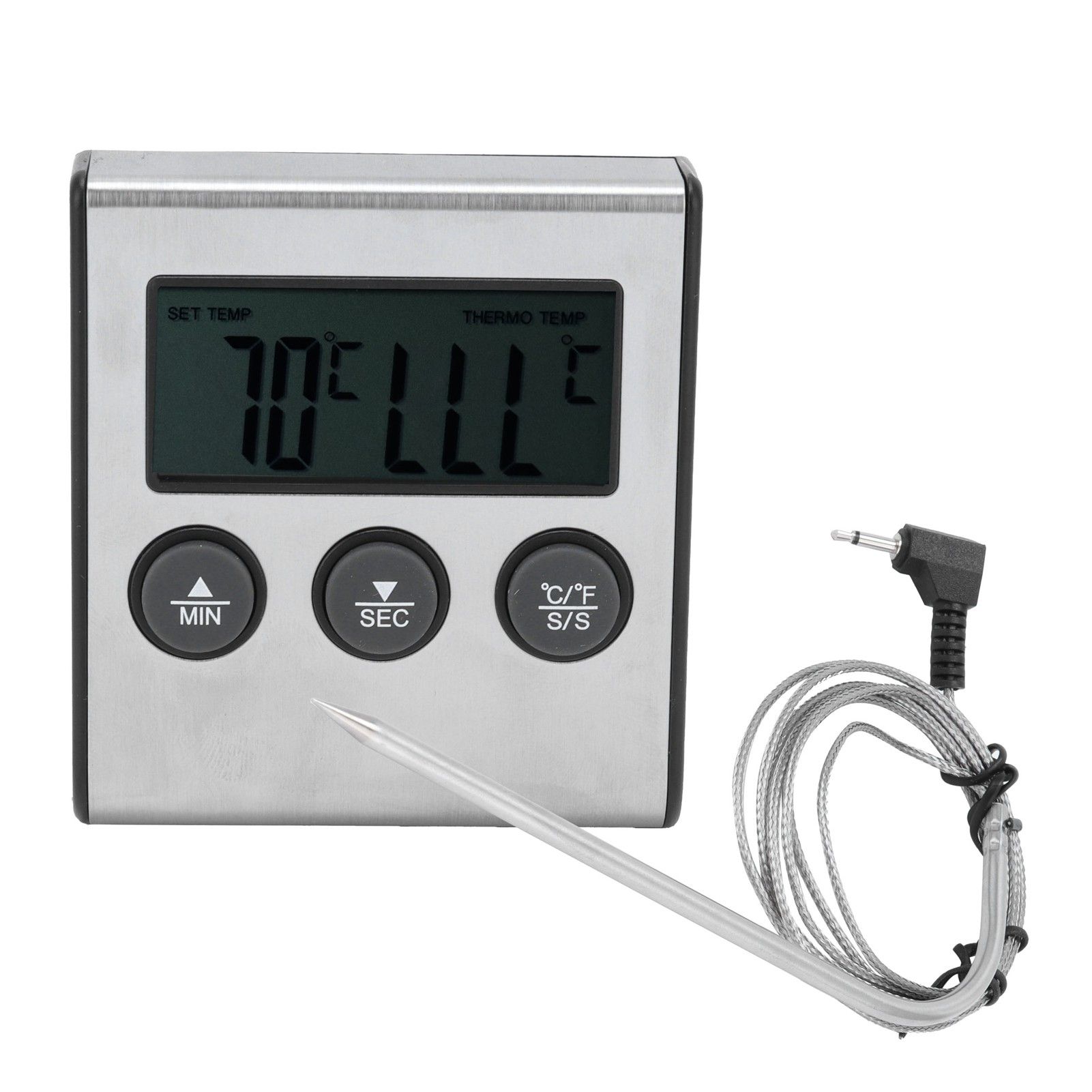 Digital Meat Thermometer Food Temperature Meter with Folding Probe Timer Alarm view 3