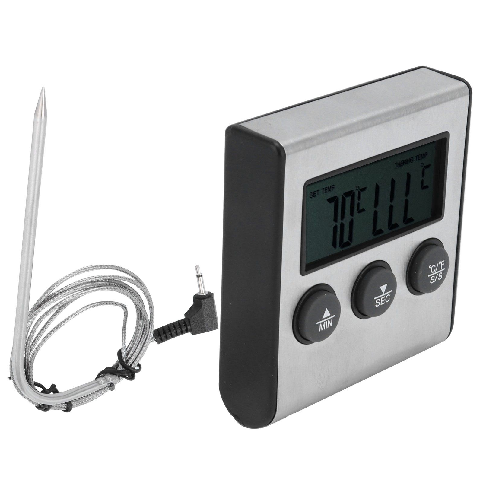 Digital Meat Thermometer Food Temperature Meter with Folding Probe Timer Alarm view 5