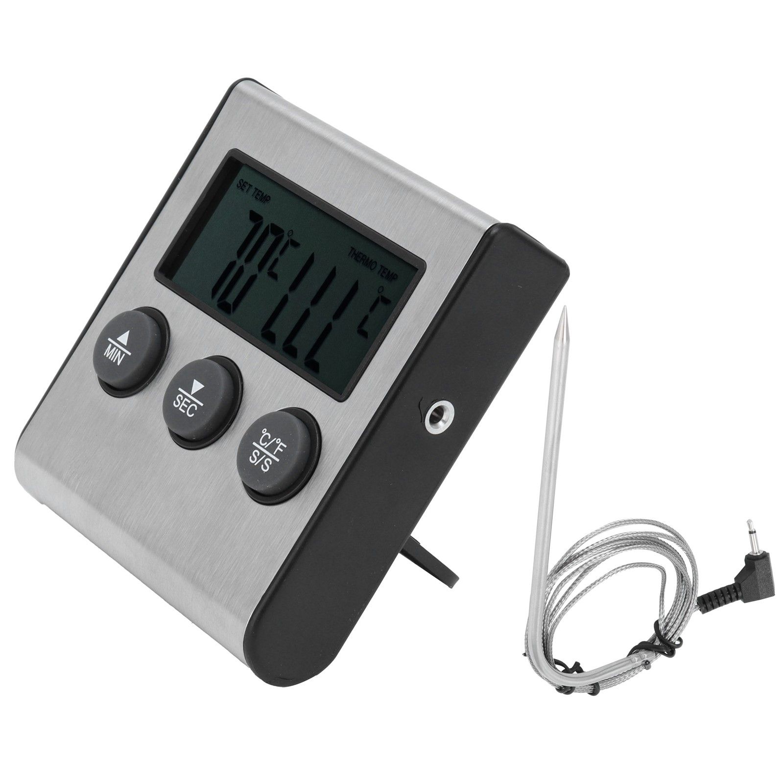Digital Meat Thermometer Food Temperature Meter with Folding Probe Timer Alarm view 6