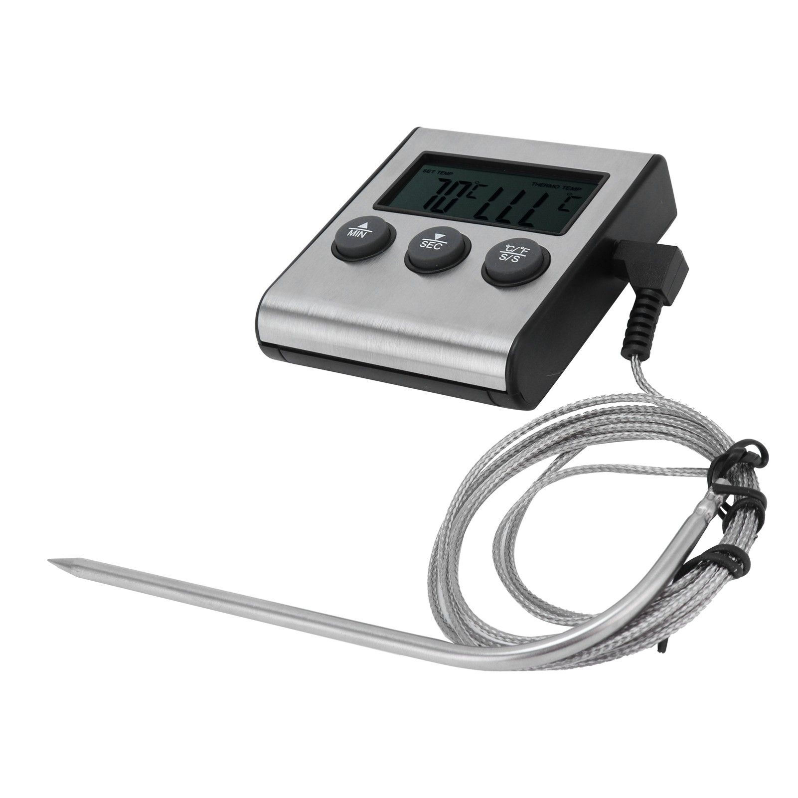 Digital Meat Thermometer Food Temperature Meter with Folding Probe Timer Alarm view 7
