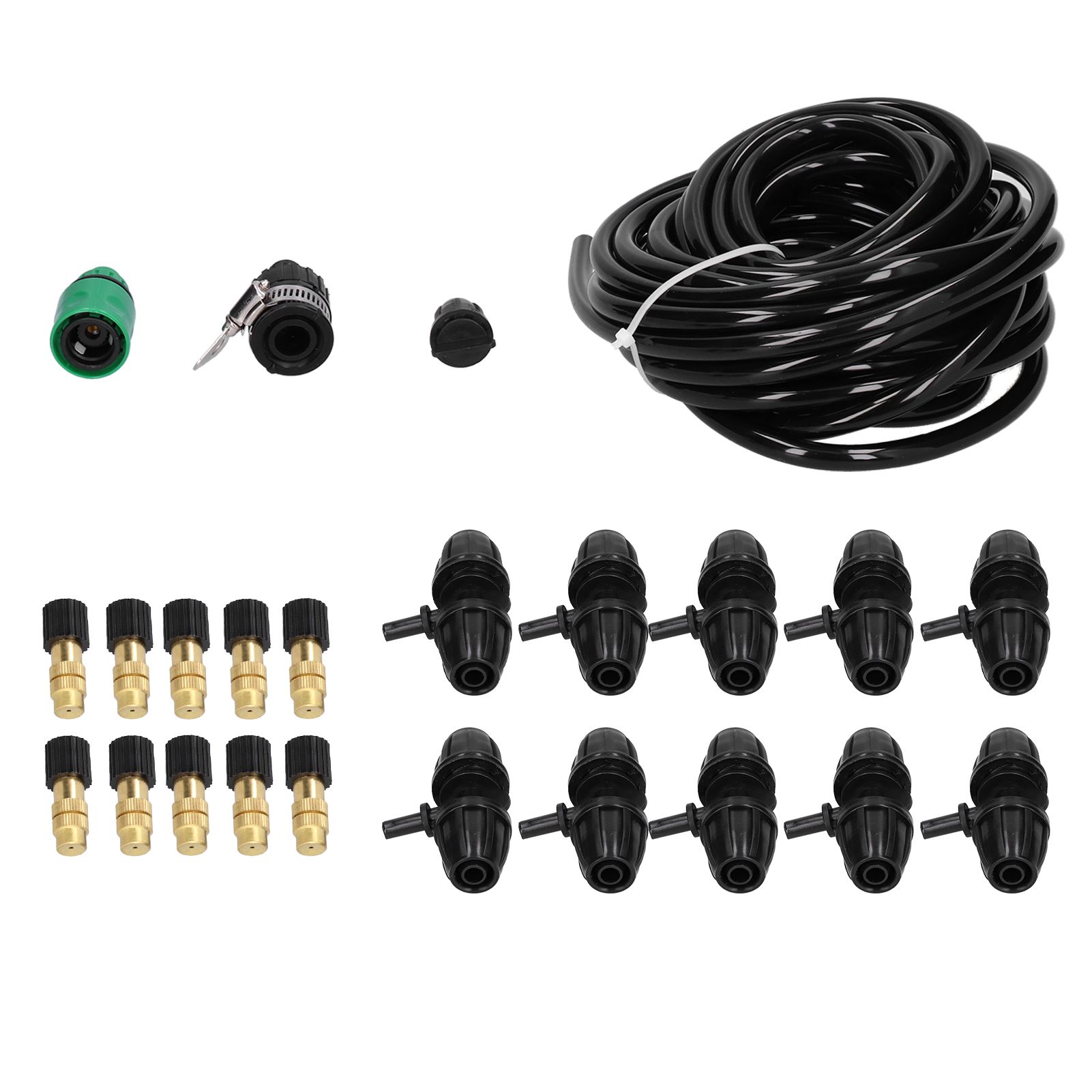 10m Irrigation Atomizing Kit Adjustable Copper Nozzle 8/11 Hose Set for Garden