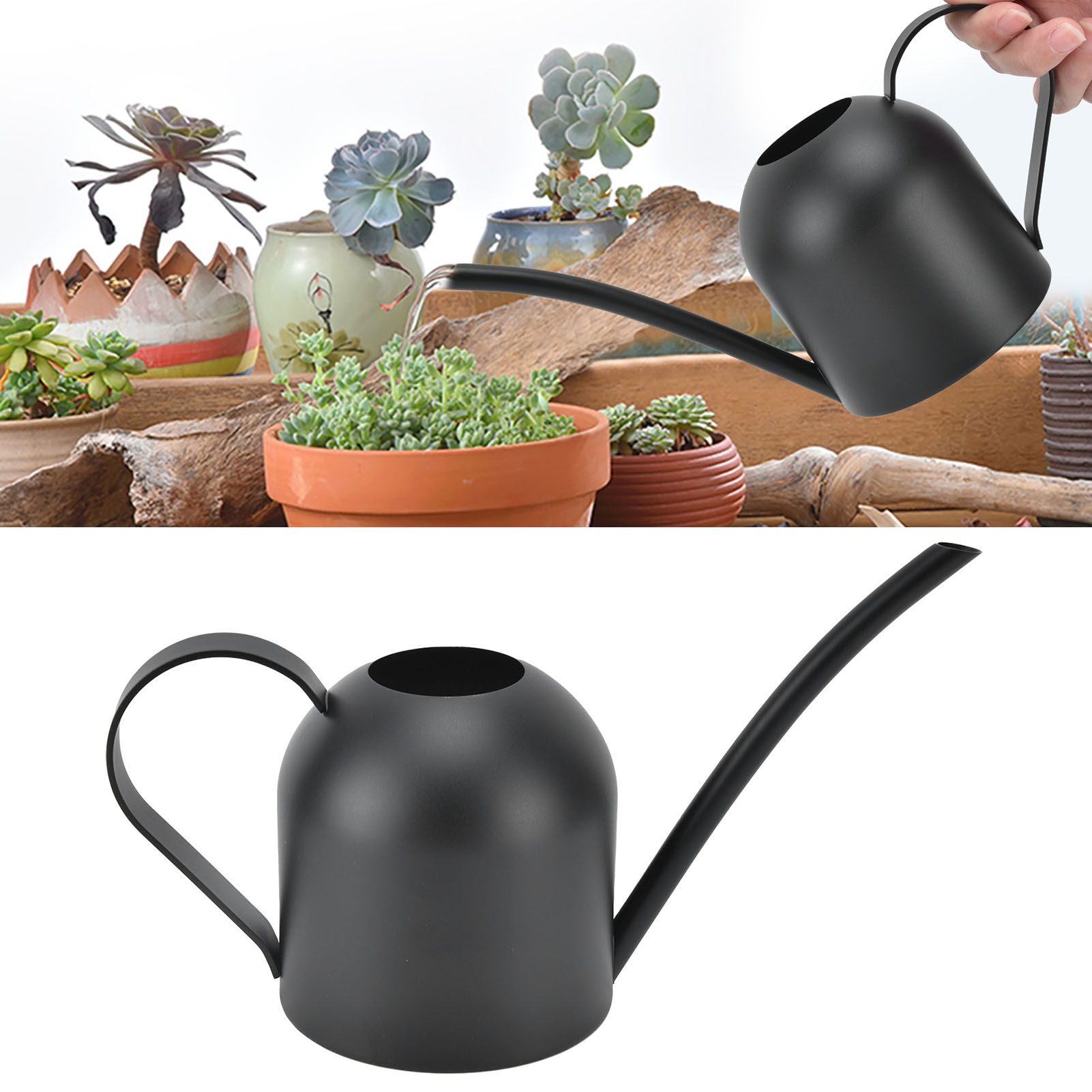 500ml Watering Pot Black Stainless Steel Gardening Potted LongMouth Sprinkling view 12