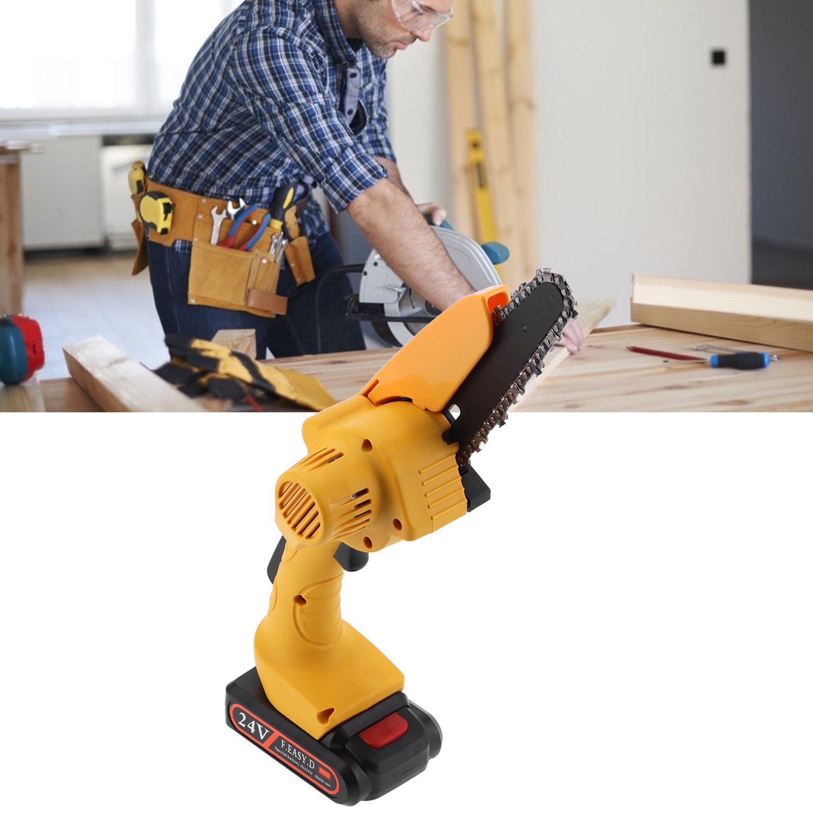 6 Inch Mini Electric Chain Saw High Power Brushed Logging Pruning Household view 12
