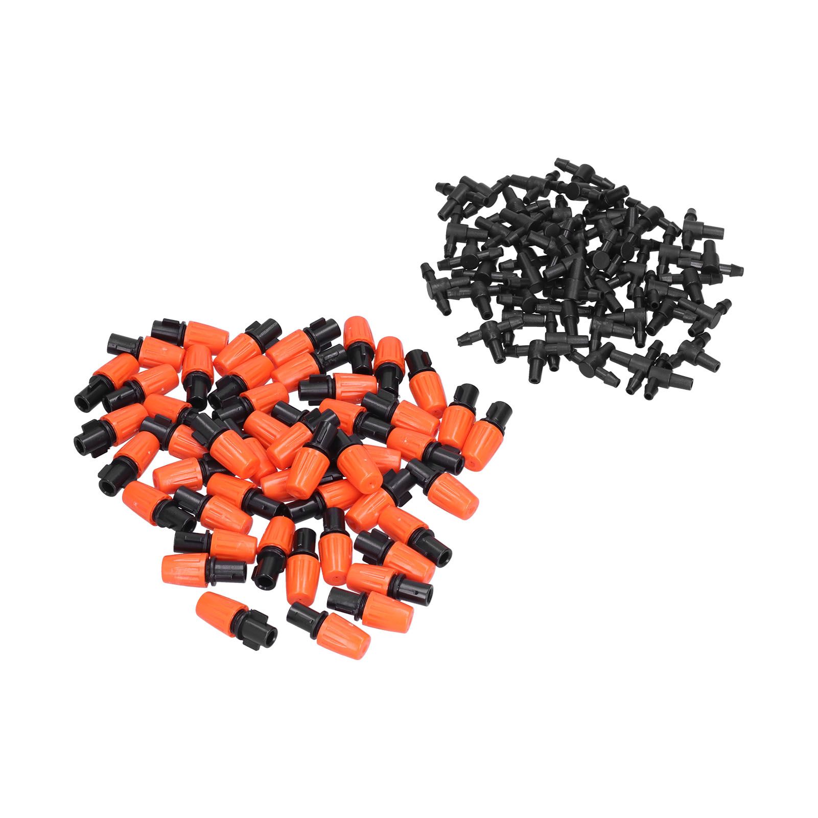 50Pcs Tee Connectors with Orange Adjustable Micro Atomizing Nozzles for Garden view 10