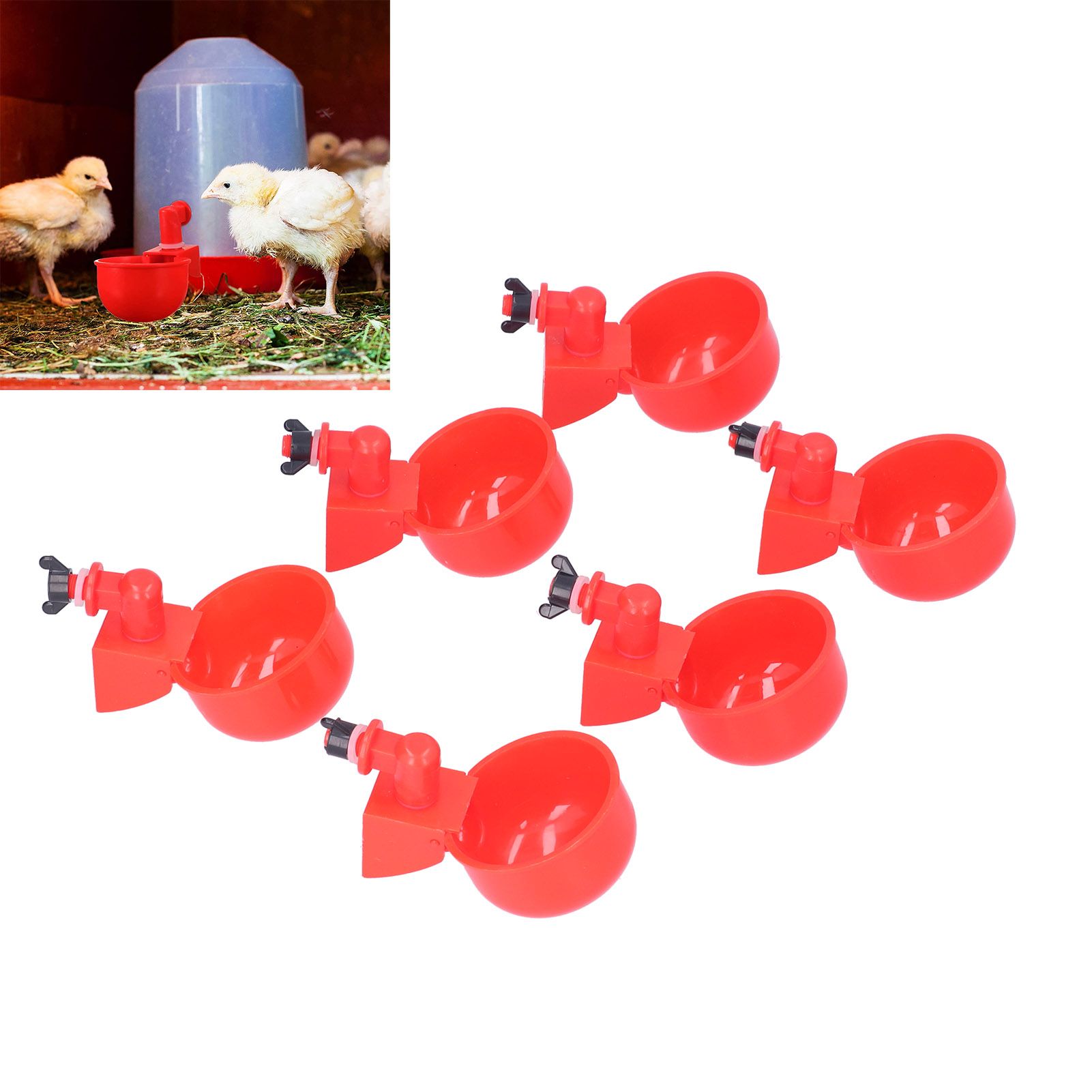 6PCS Chicken Water Cups 1/8in Portable Bowl Type Stainless Steel Spring view 12