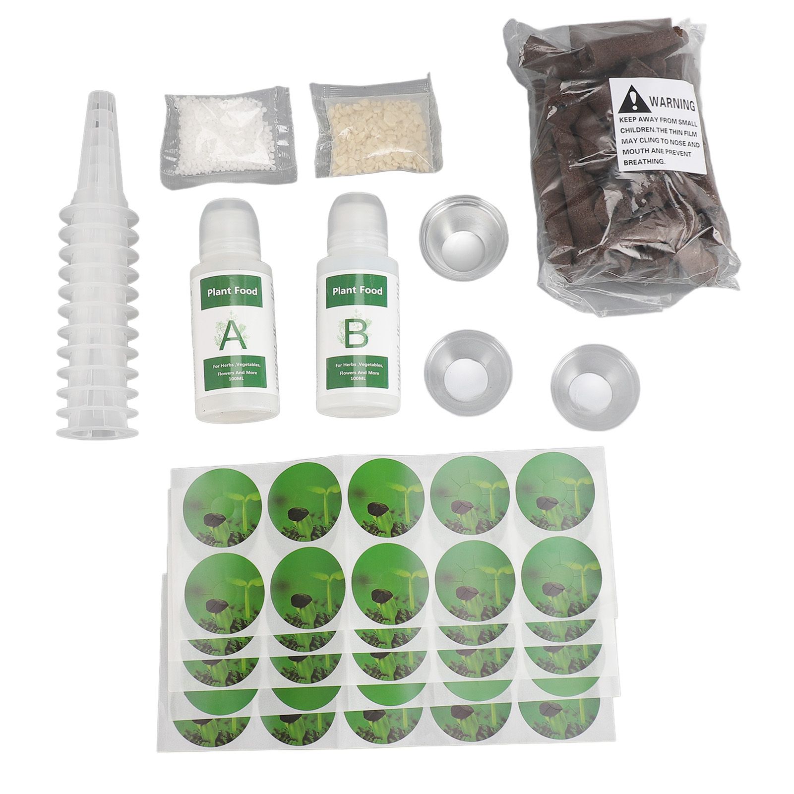 100ML Hydroponic Plant Food Hydroponics Nutrients Set with Grow Sponges A B view 3