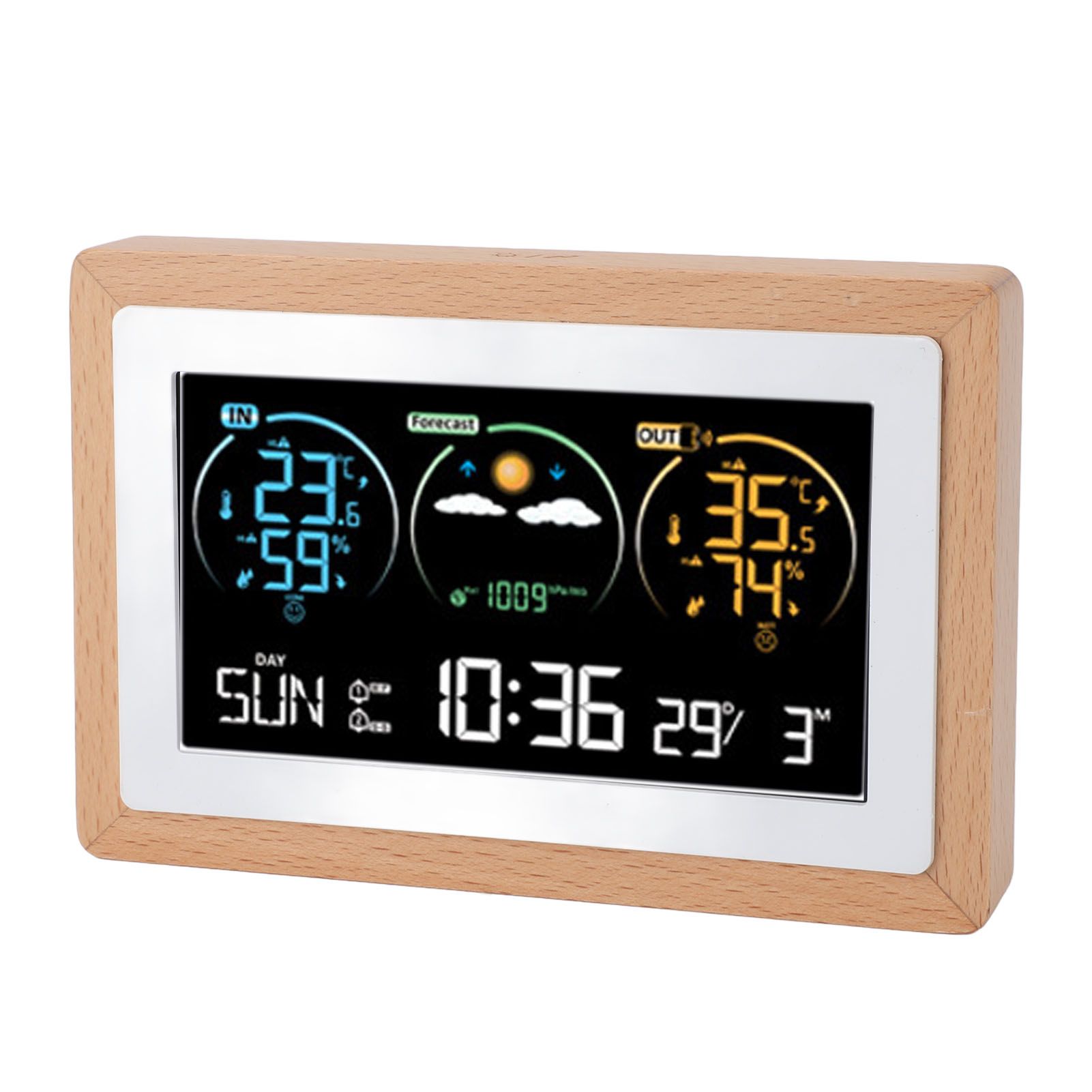 Cordless Weather Clock Color Screen Weather Forecast Temperature Humidity view 4