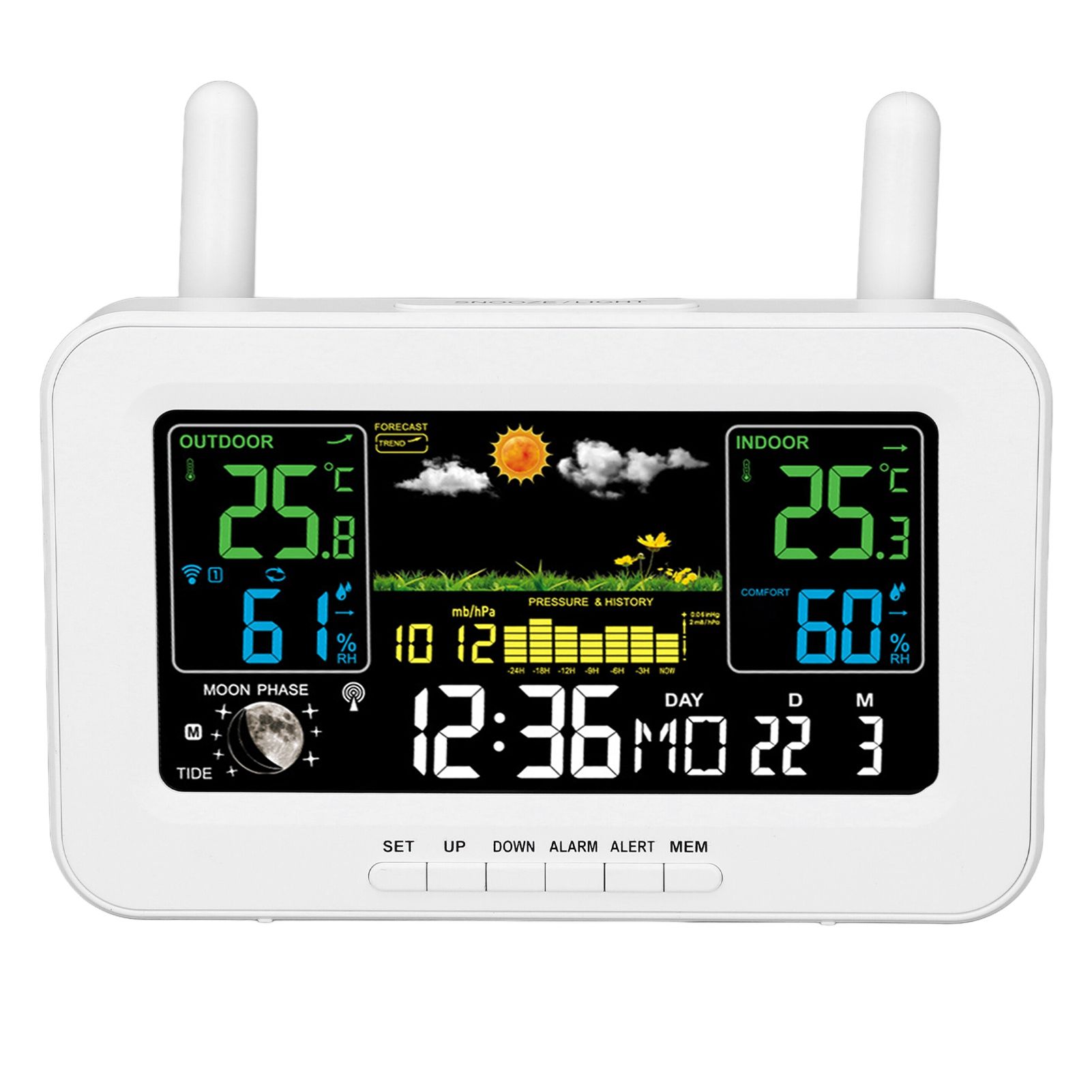 Indoor Outdoor Weather Wireless Station Thermometer Color Display Digital view 8