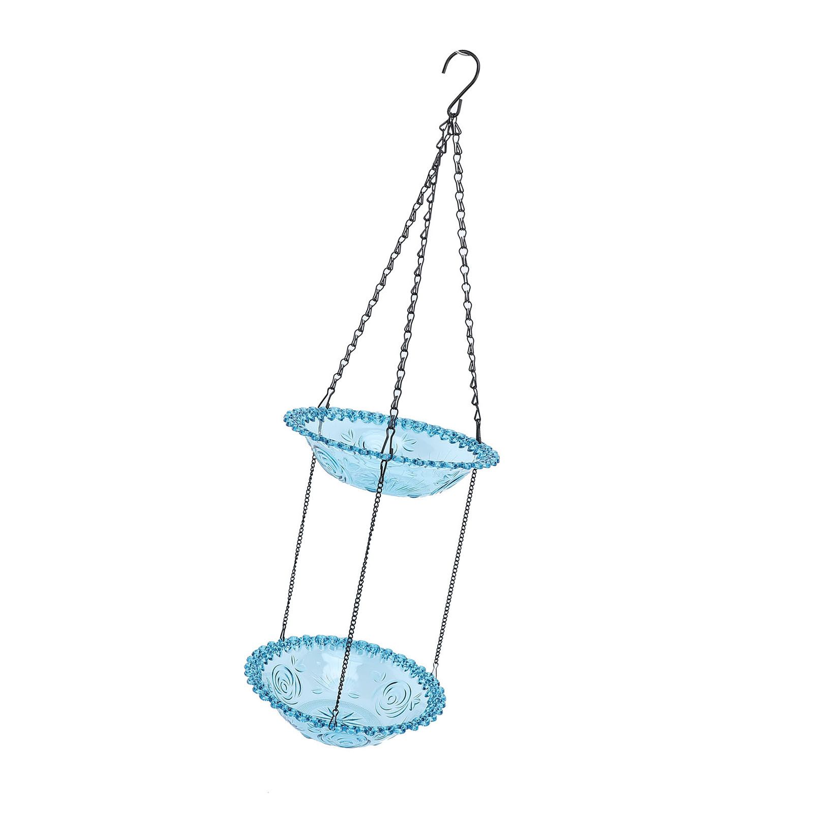 Hanging Birdbath Bird Feeder Double Layers Innovative Large Space Solar view 4