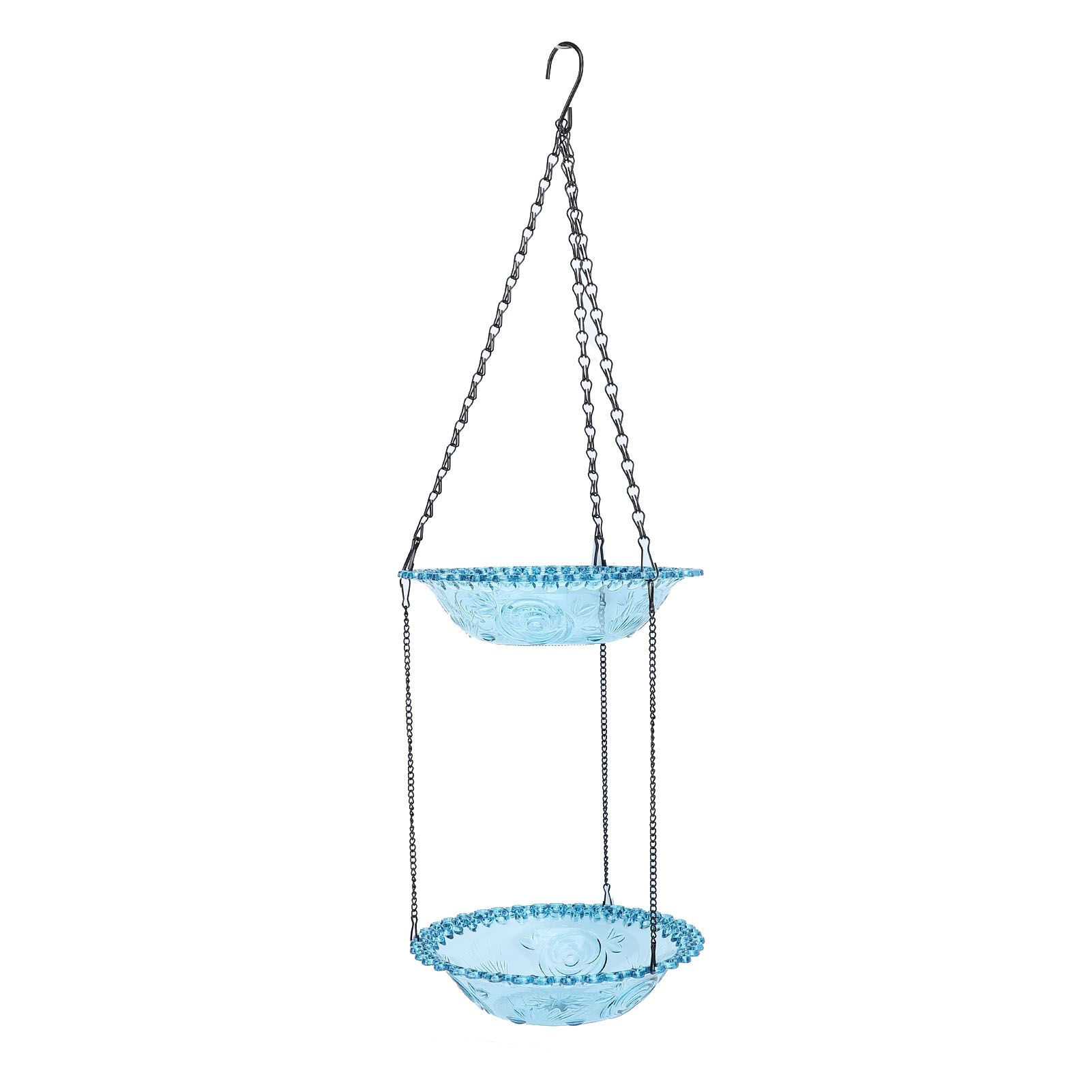Hanging Birdbath Bird Feeder Double Layers Innovative Large Space Solar view 11