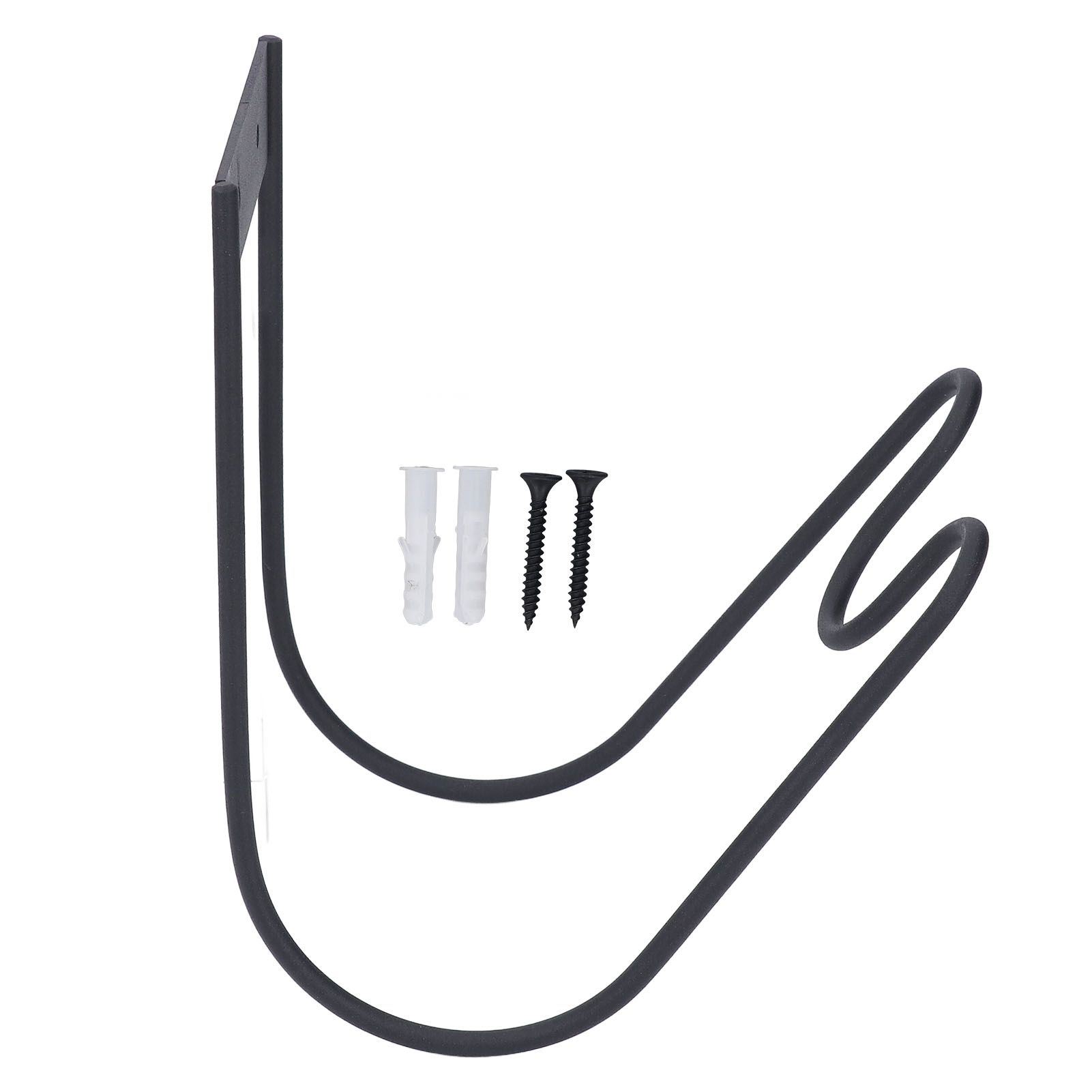 Wall Garden Hose Hanger with Nozzle Slot Black Stainless Steel Wall Mounted view 3