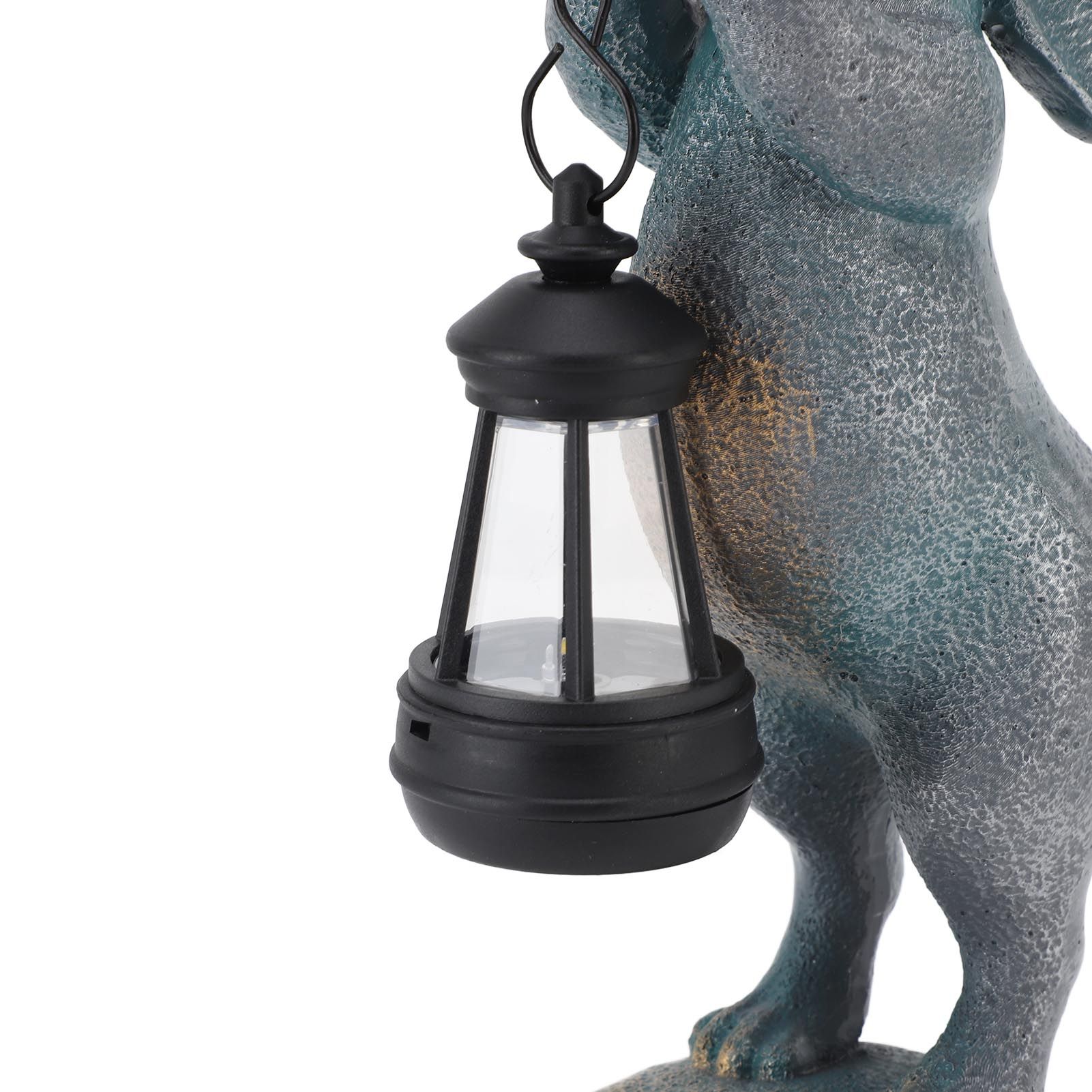 Bunny Figurine with Solar Lantern Resin Bunny Statue Light Auto Light Sensing view 2