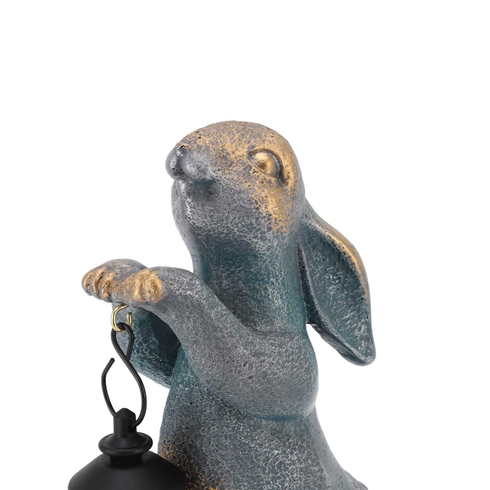 Bunny Figurine with Solar Lantern Resin Bunny Statue Light Auto Light Sensing view 7