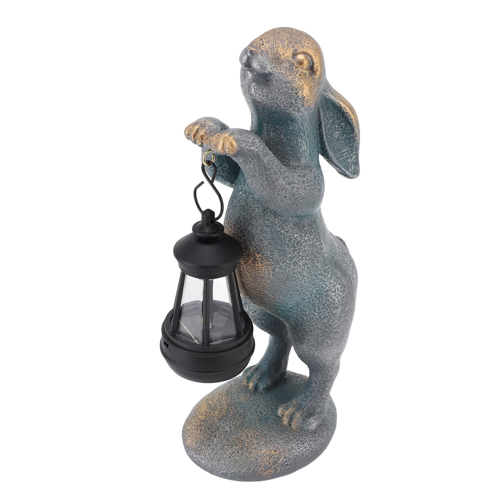 Bunny Figurine with Solar Lantern Resin Bunny Statue Light Auto Light Sensing view 8