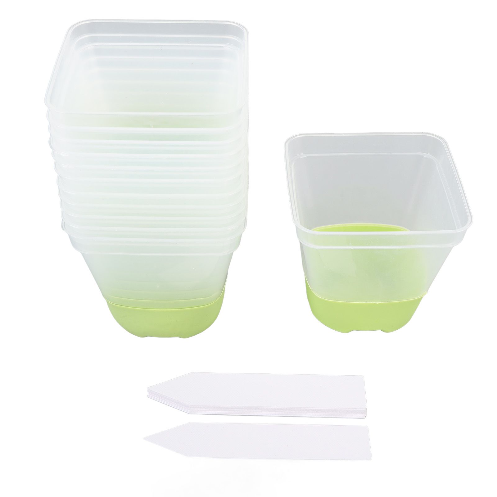 12pcs Reusable Plastic Nursery Pot with 12 Labels Drainage Holes Soft Silicone view 3
