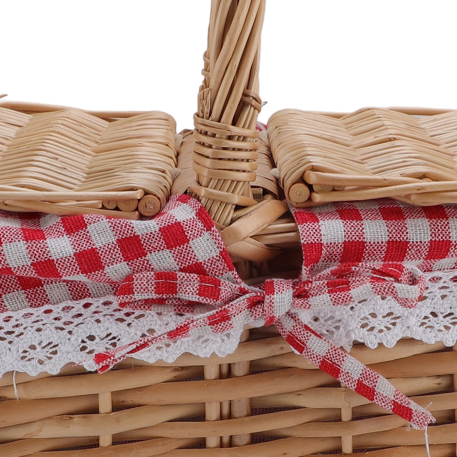 Wicker Picnic Basket with Lid Handle Removable Liner Multifunction Garden view 5