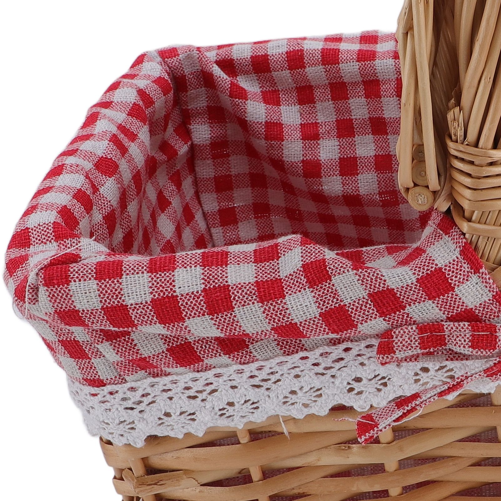 Wicker Picnic Basket with Lid Handle Removable Liner Multifunction Garden view 7