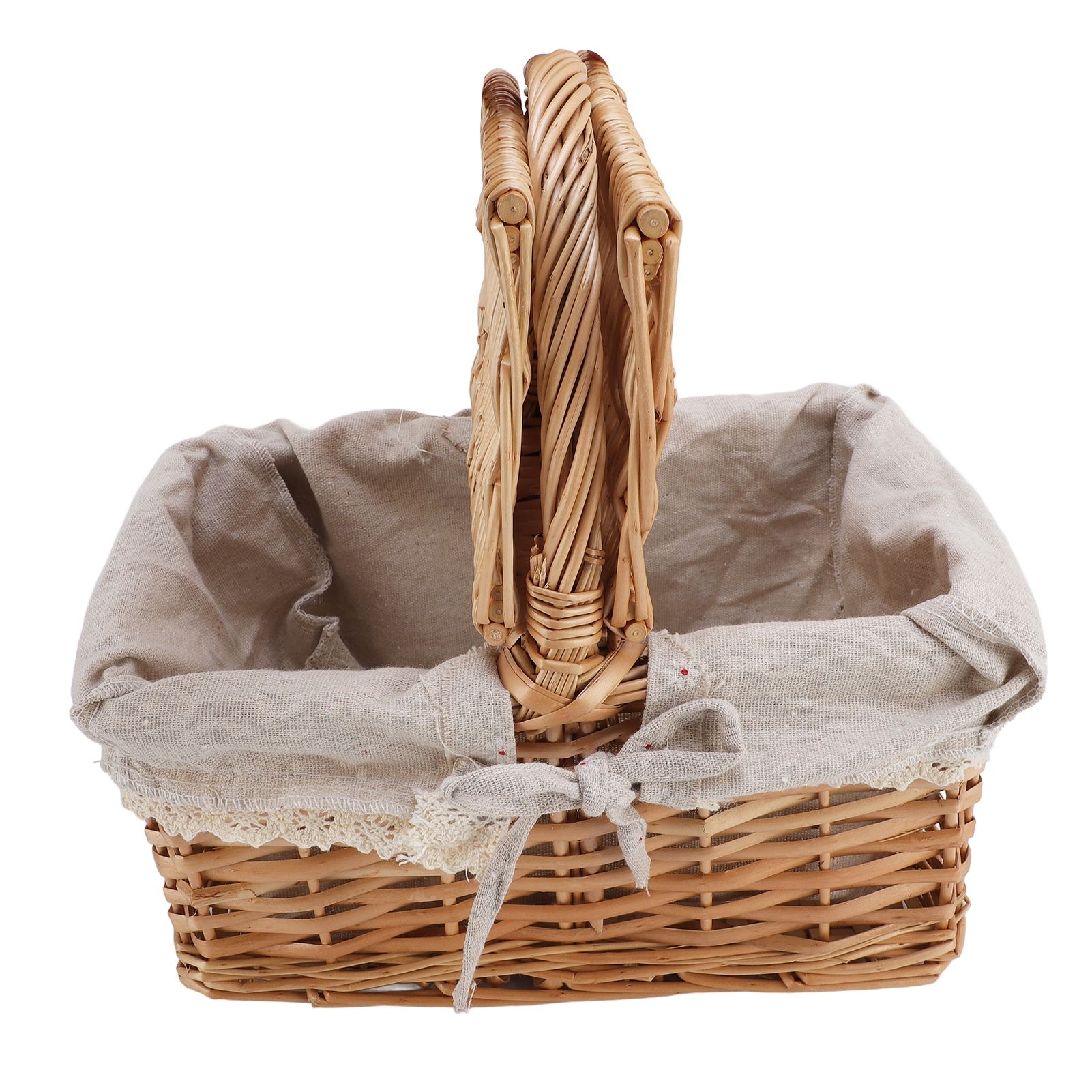Wicker Picnic Basket with Lid Handle Removable Liner Multifunction Garden view 3