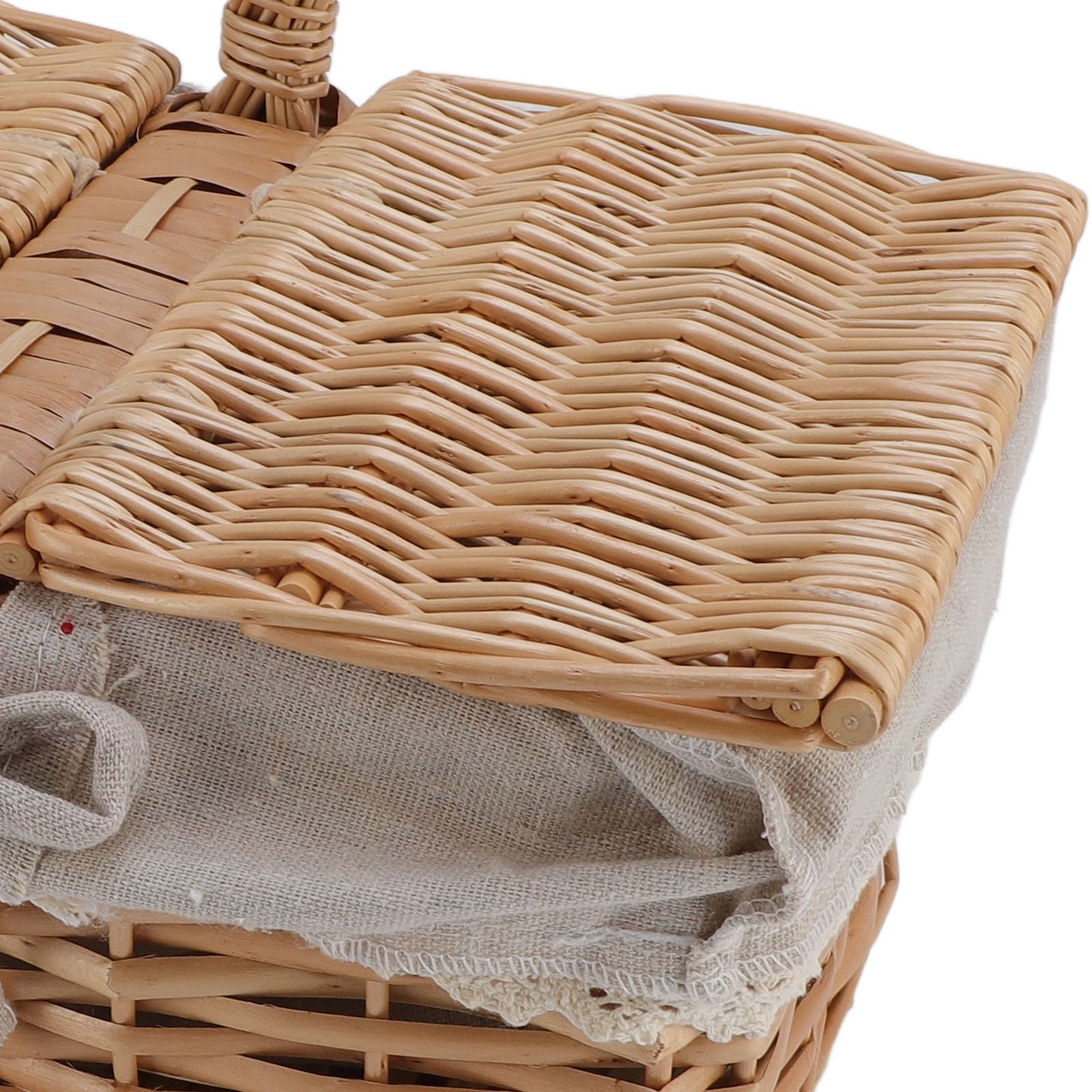 Wicker Picnic Basket with Lid Handle Removable Liner Multifunction Garden view 5