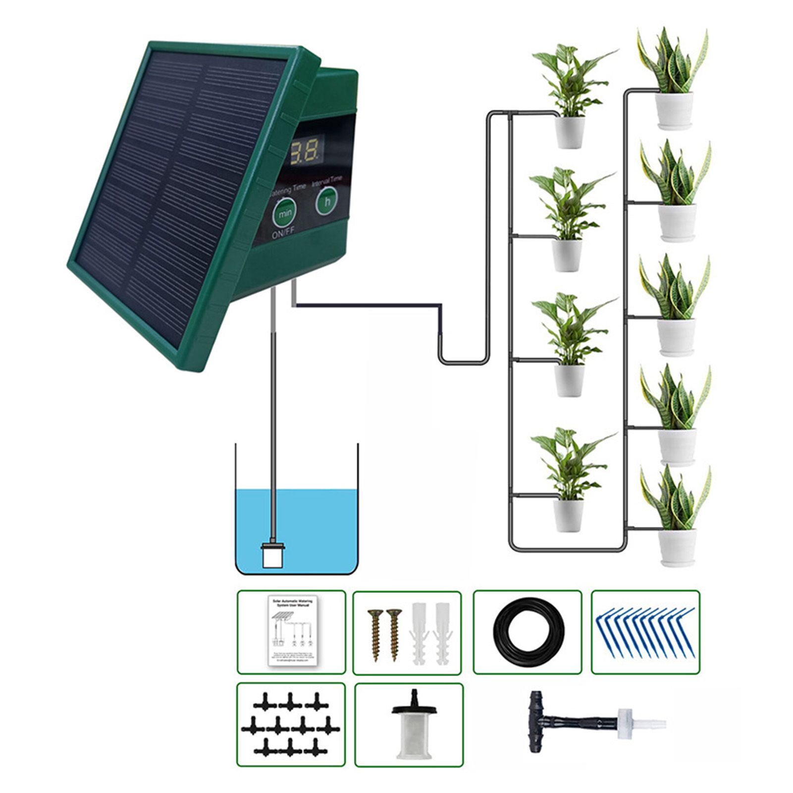 Drip Irrigation System with Timer Anti Siphoning Device Energy Saving Solar view 2