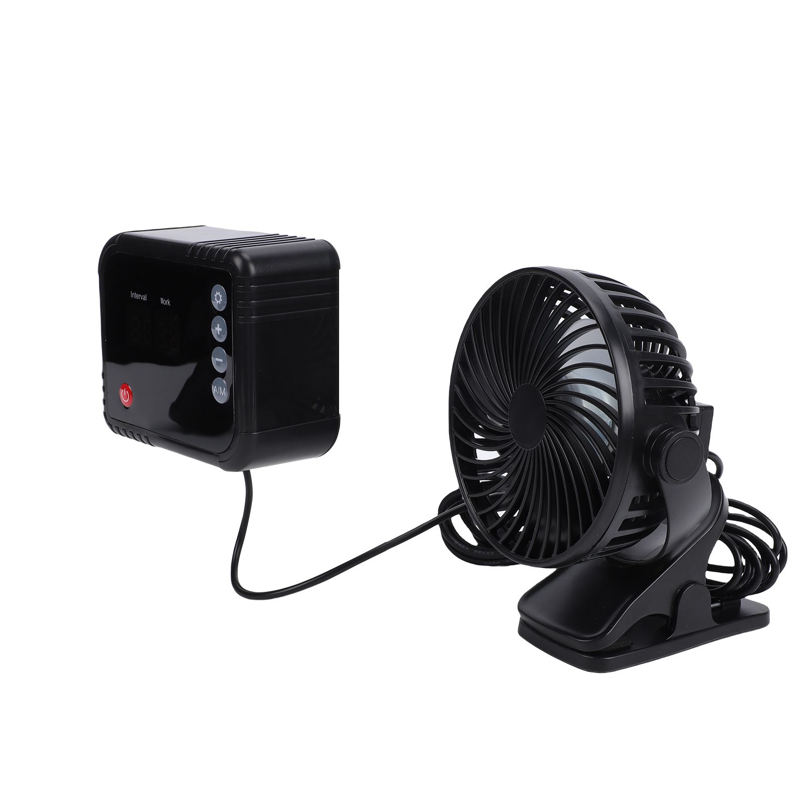 Electric Cooling Fan Digital Display Timer 360 Degree Rotating Clip On view 9