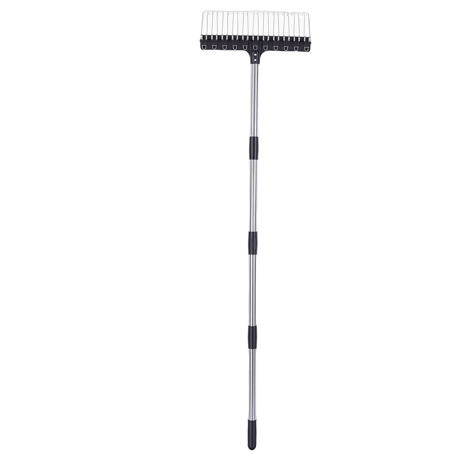 Rake for Leaves 22 Tines 16.3 Inch Wide Steel Wire Garden Rake with 5.2FT Long view 4