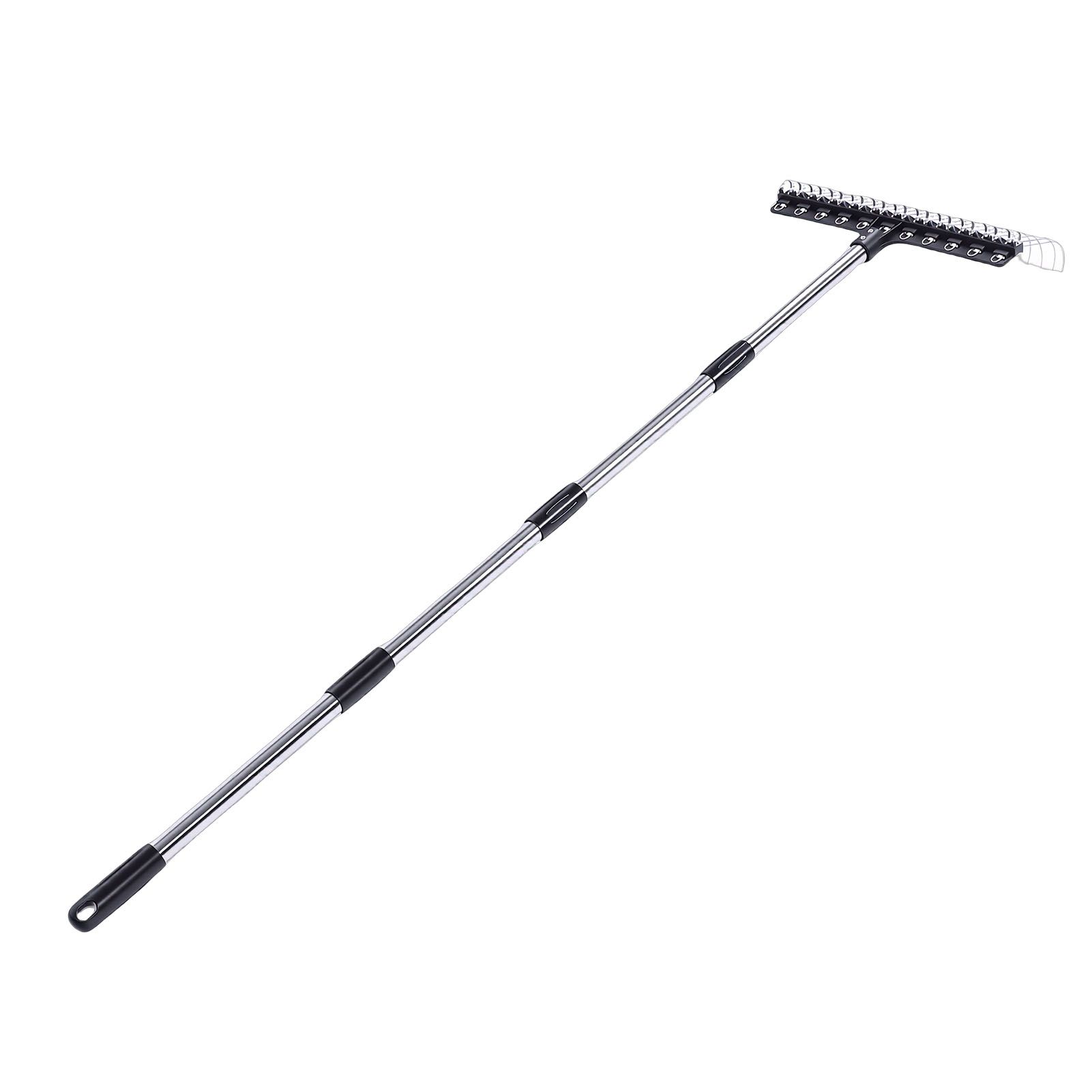 Rake for Leaves 22 Tines 16.3 Inch Wide Steel Wire Garden Rake with 5.2FT Long view 8