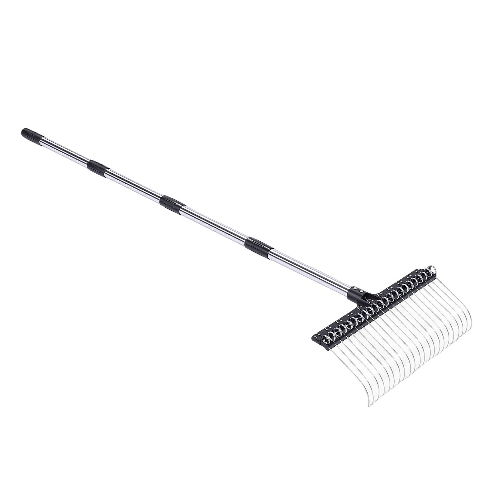 Rake for Leaves 22 Tines 16.3 Inch Wide Steel Wire Garden Rake with 5.2FT Long view 9