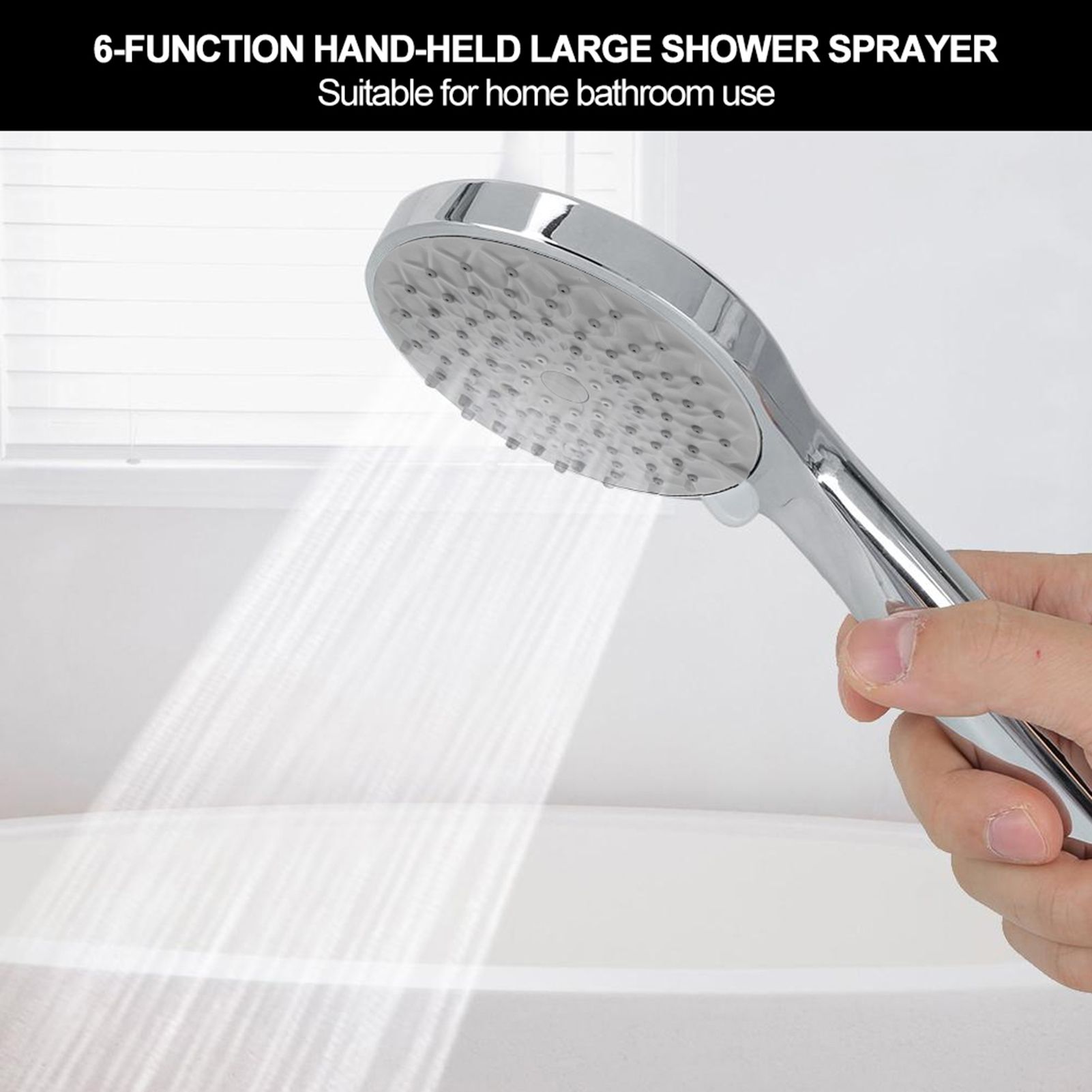 Electroplating 6 Functions Pressurized Shower Head Hand Shower Bathroom view 7
