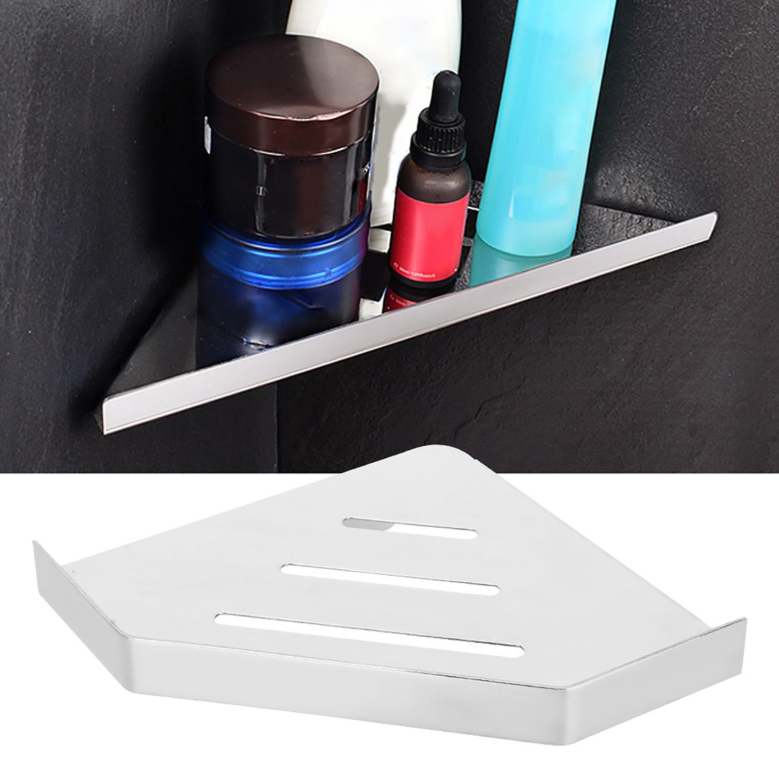 Wall Mounted Shower Corner Shelf Storage Rack Organizer Holder Container for view 4