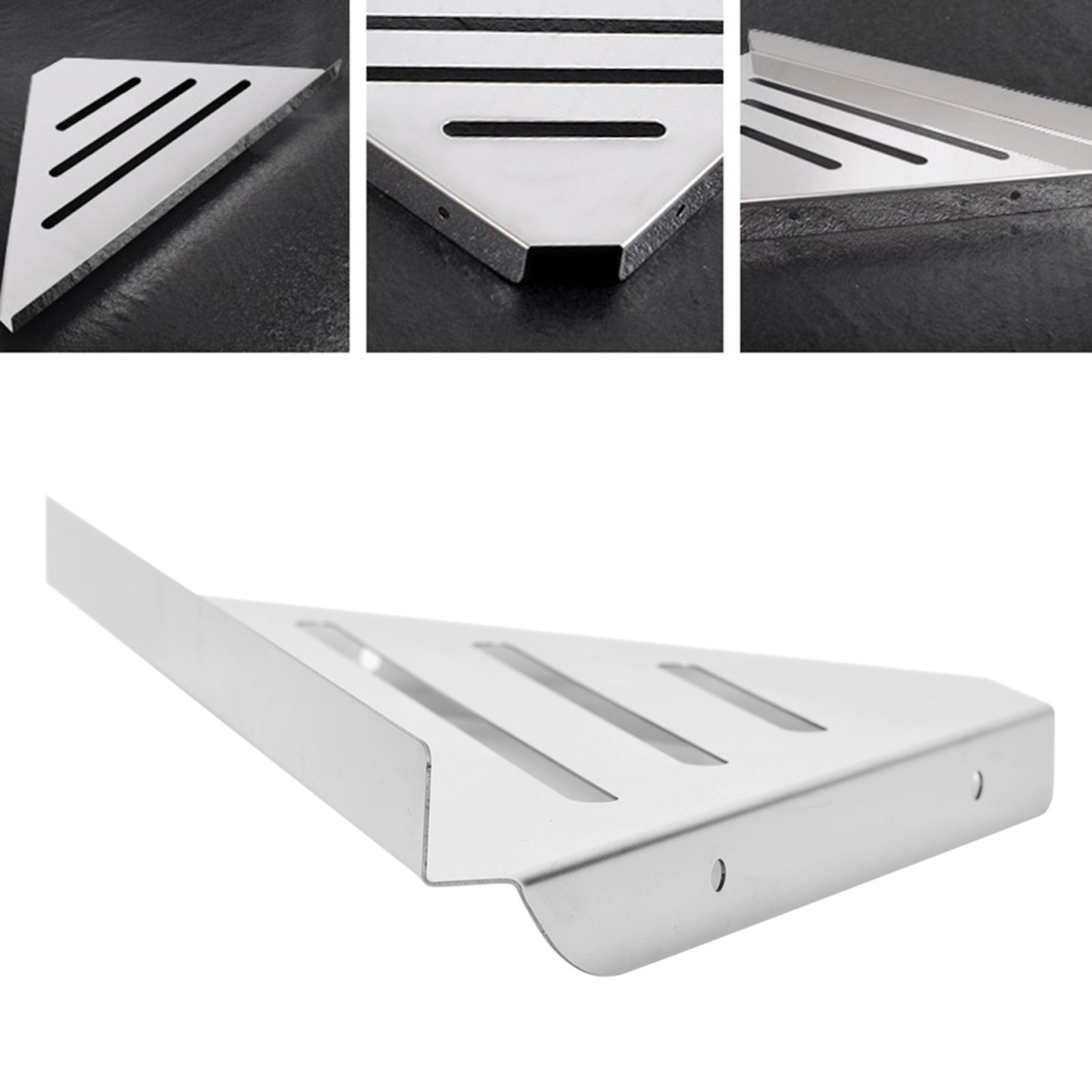 Stainless Steel Triangular Storage Shelf Shower Corner Shelf Rack Organizer view 6