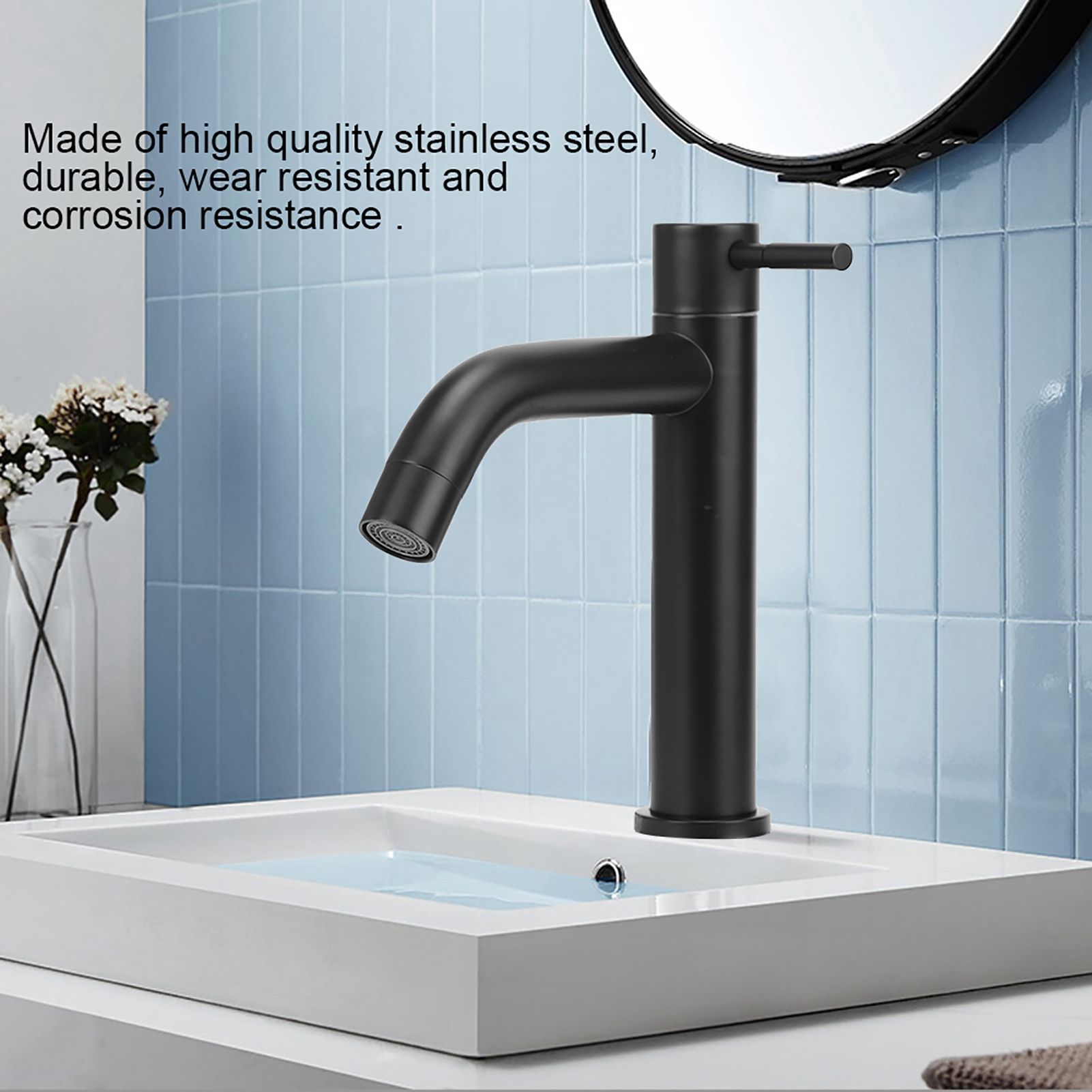 Stainless Steel Bathroom Basin Sink Faucet Single Cold Water Tap Faucet with Hose view 7
