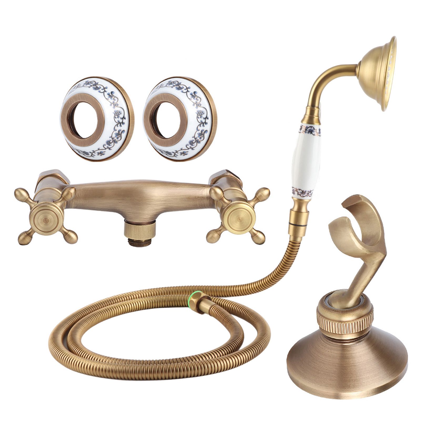 Vintage Style Copper Shower Head Sprayer Hose Kit Concealed Installation view 3
