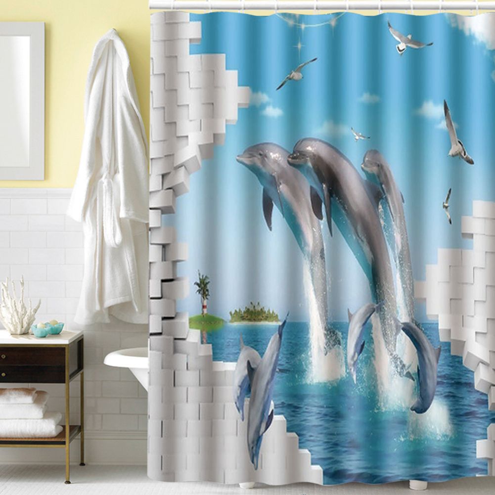 180x180cm Beautiful Print Shower Curtain Polyester Waterproof Bathroom Bath — image 1