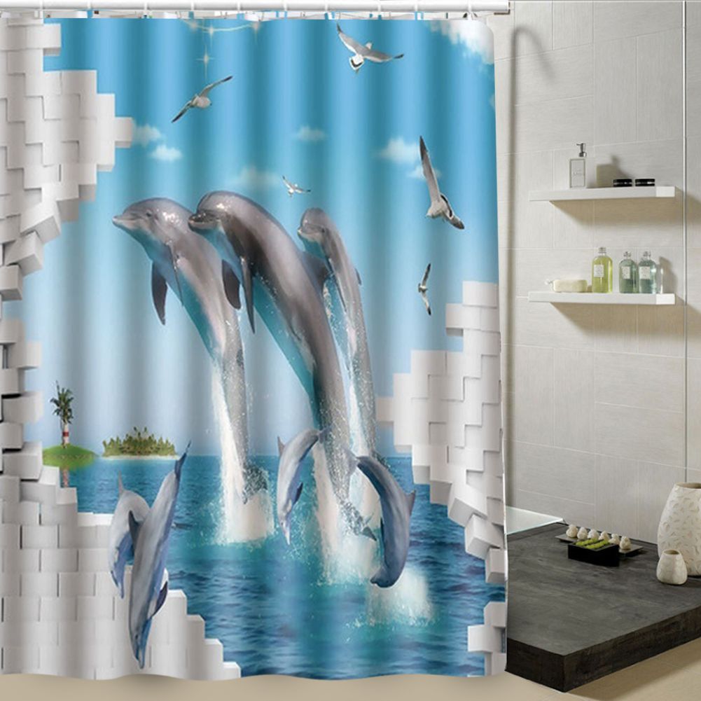 180x180cm Beautiful Print Shower Curtain Polyester Waterproof Bathroom Bath view 3