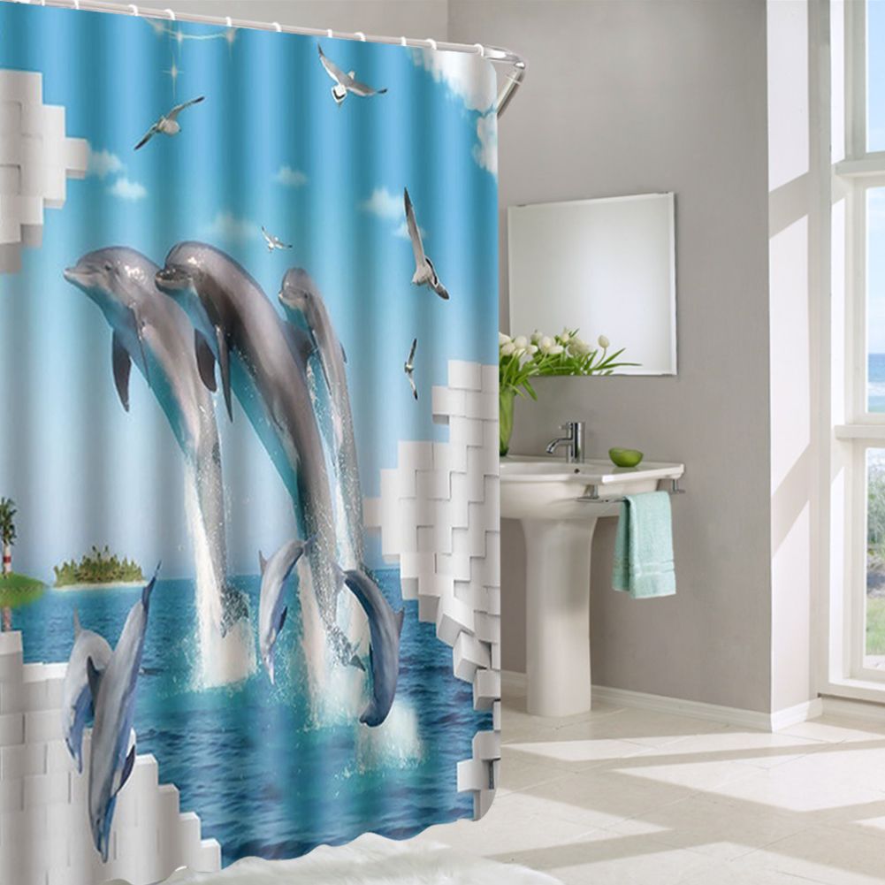180x180cm Beautiful Print Shower Curtain Polyester Waterproof Bathroom Bath view 4