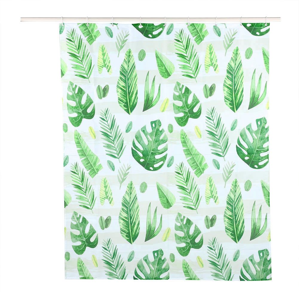 Unique Plant Leaves Pattern Shower Curtain Waterproof Mildew Proof Bathroom view 6