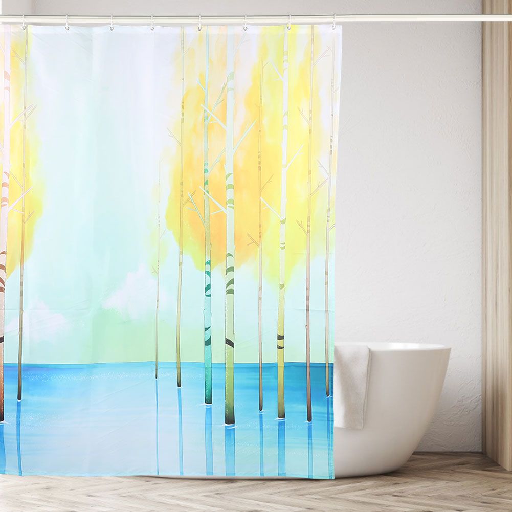 Small Tree Pattern Waterproof Mildew Proof Shower Curtain with Hooks Bathroom view 6