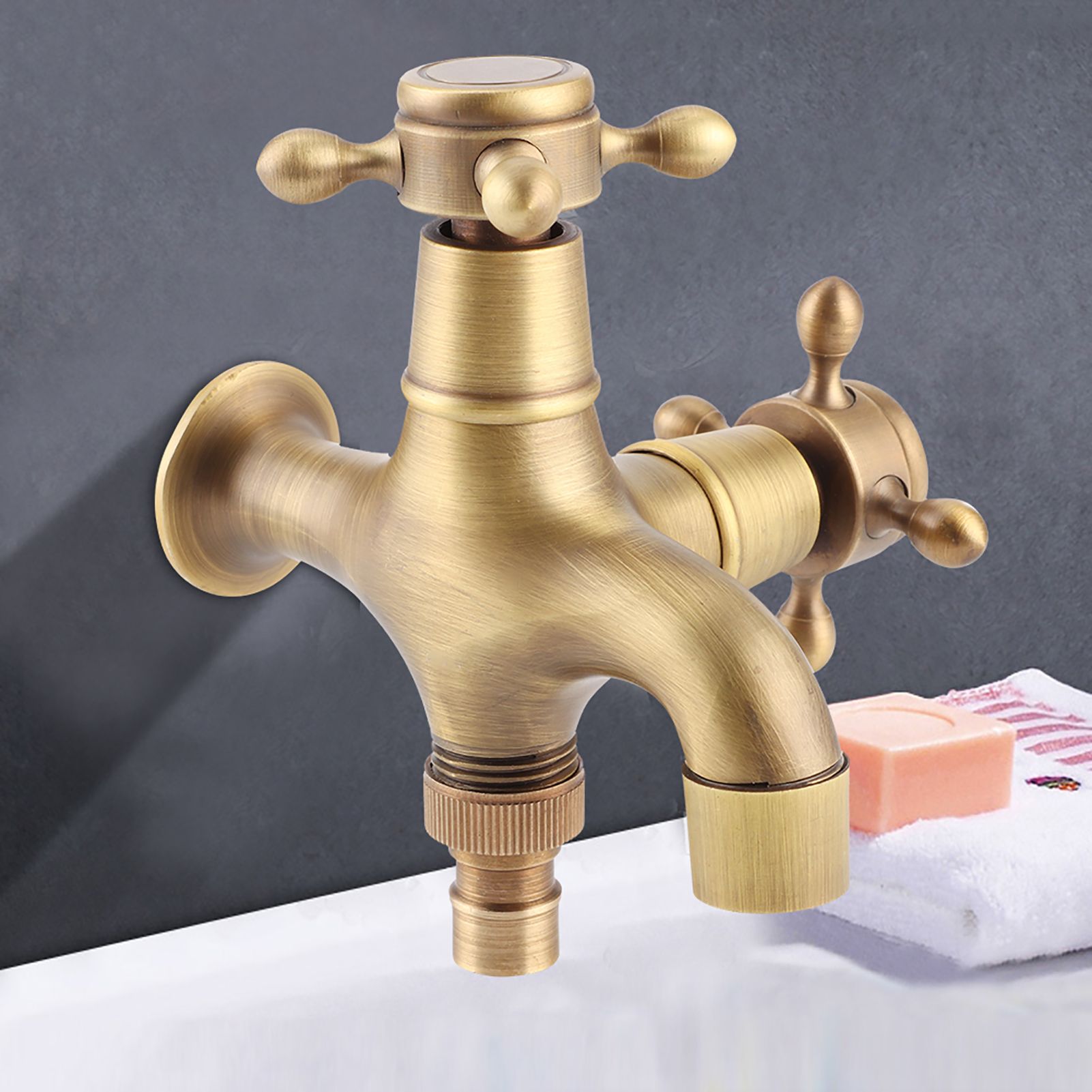 G1/2in Thread Bathroom Copper Single Cold Faucet Washing Machine Mop Pool view 3