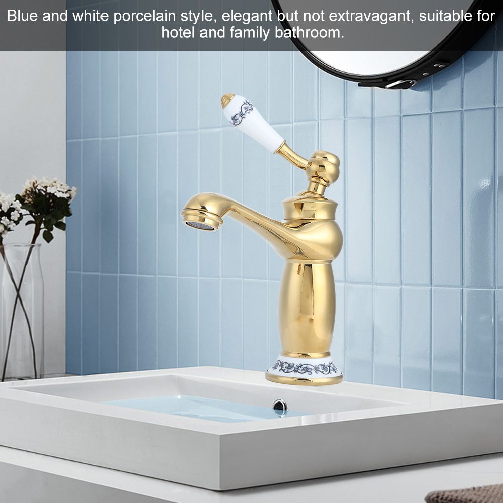 Stylish Antique Gold Brass Basin Faucet Hot and Cold Water Tap for Hotel Home view 9