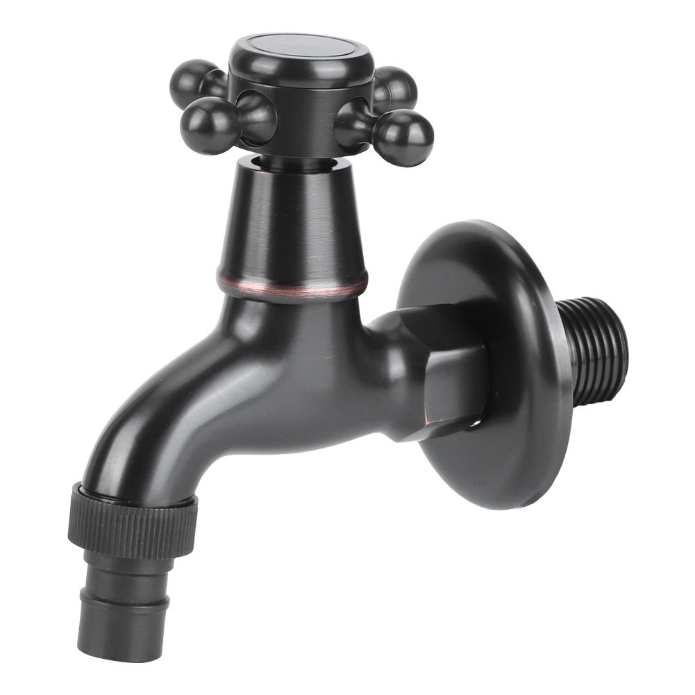 G1/2in Thread Retro Style Water Tap Brass Black Short Type Washing Machine view 3
