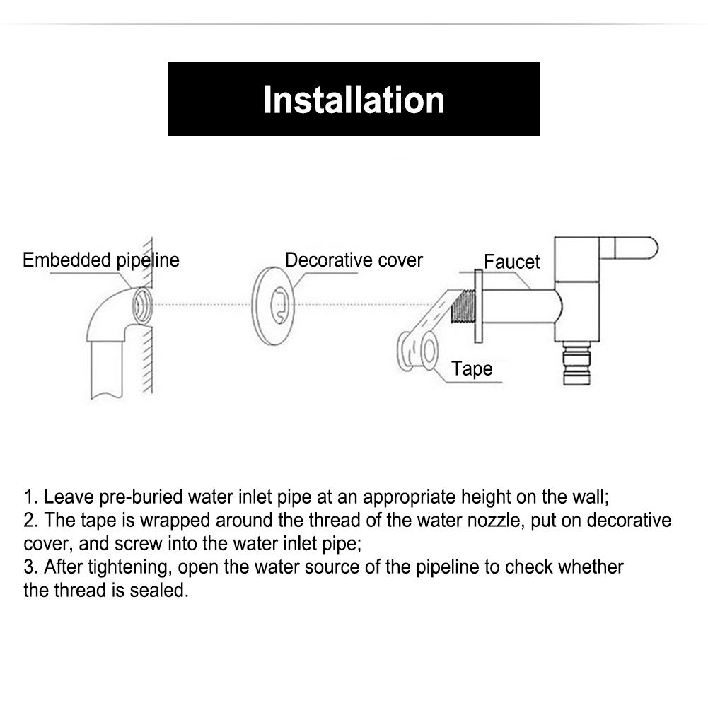 G1/2in Thread Retro Style Water Tap Brass Black Short Type Washing Machine view 8