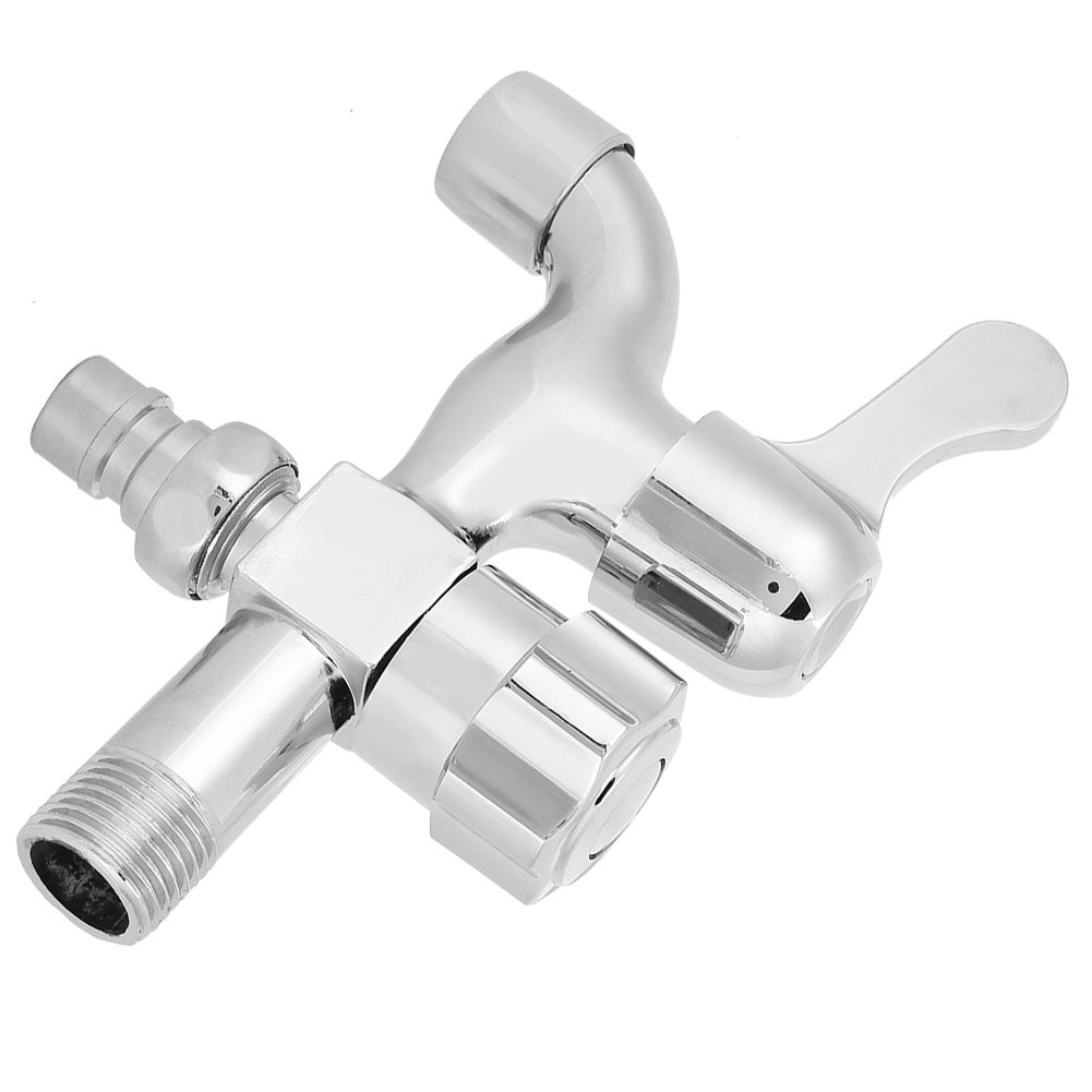 G1/2in Alloy Silver Wall In Double Water Outlet Tap Washing Machine Mop Pool view 5