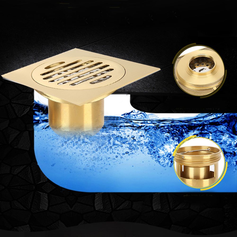 Household Brass Anti Odor Shower Floor Drain Bathroom Water Drainer Hardware